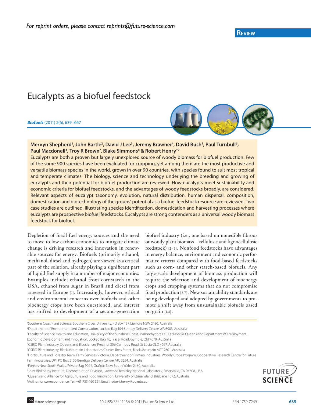 Eucalypts As a Biofuel Feedstock