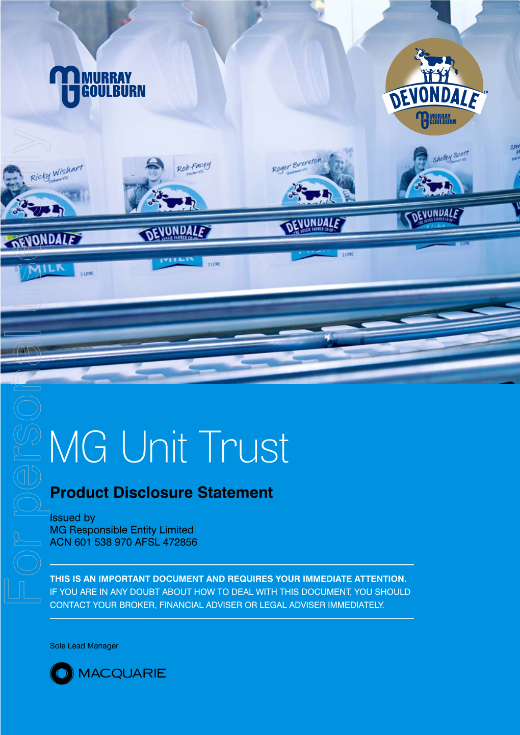 MG Unit Trust Product Disclosure Statement