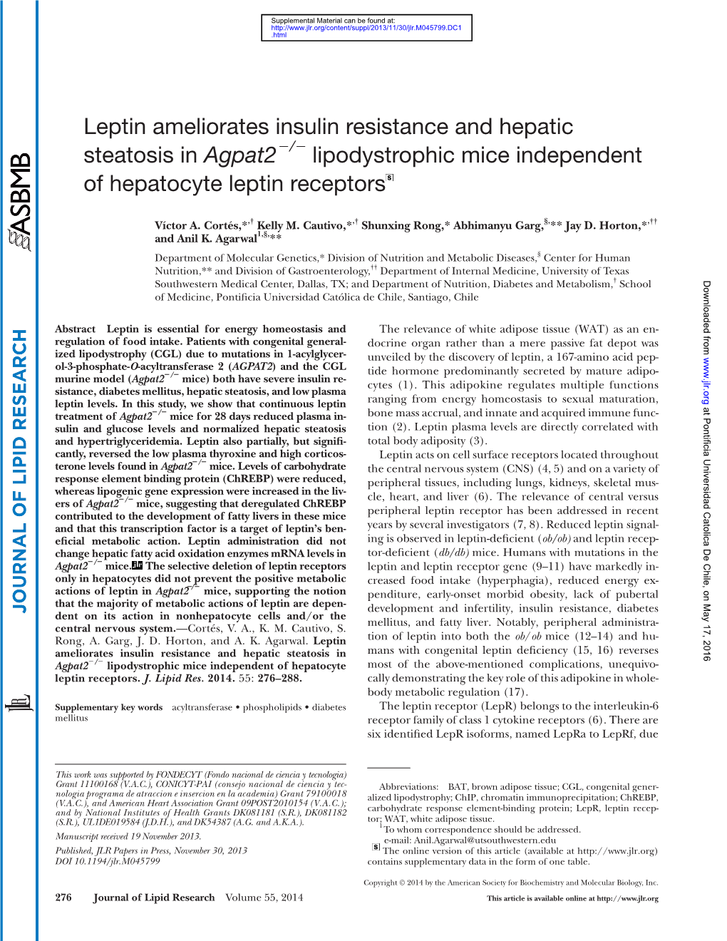 Leptin Ameliorates Insulin Resistance and Hepatic Steatosis in Agpat2 Lipodystrophic Mice Independent of Hepatocyte Leptin Rece