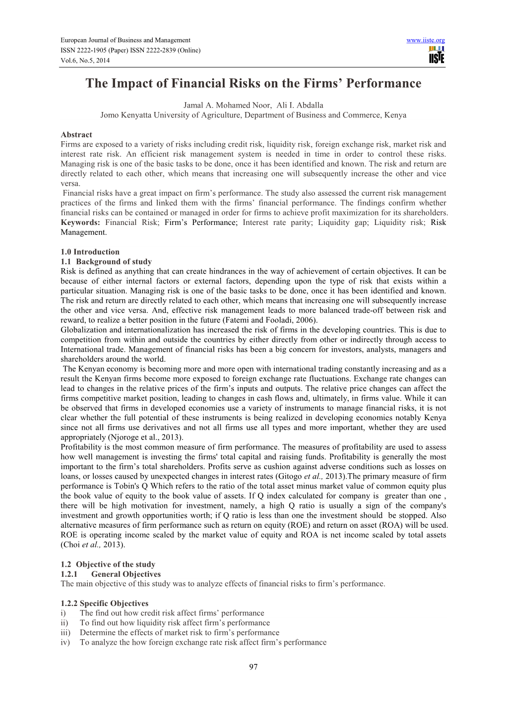 The Impact of Financial Risks on the Firms' Performance