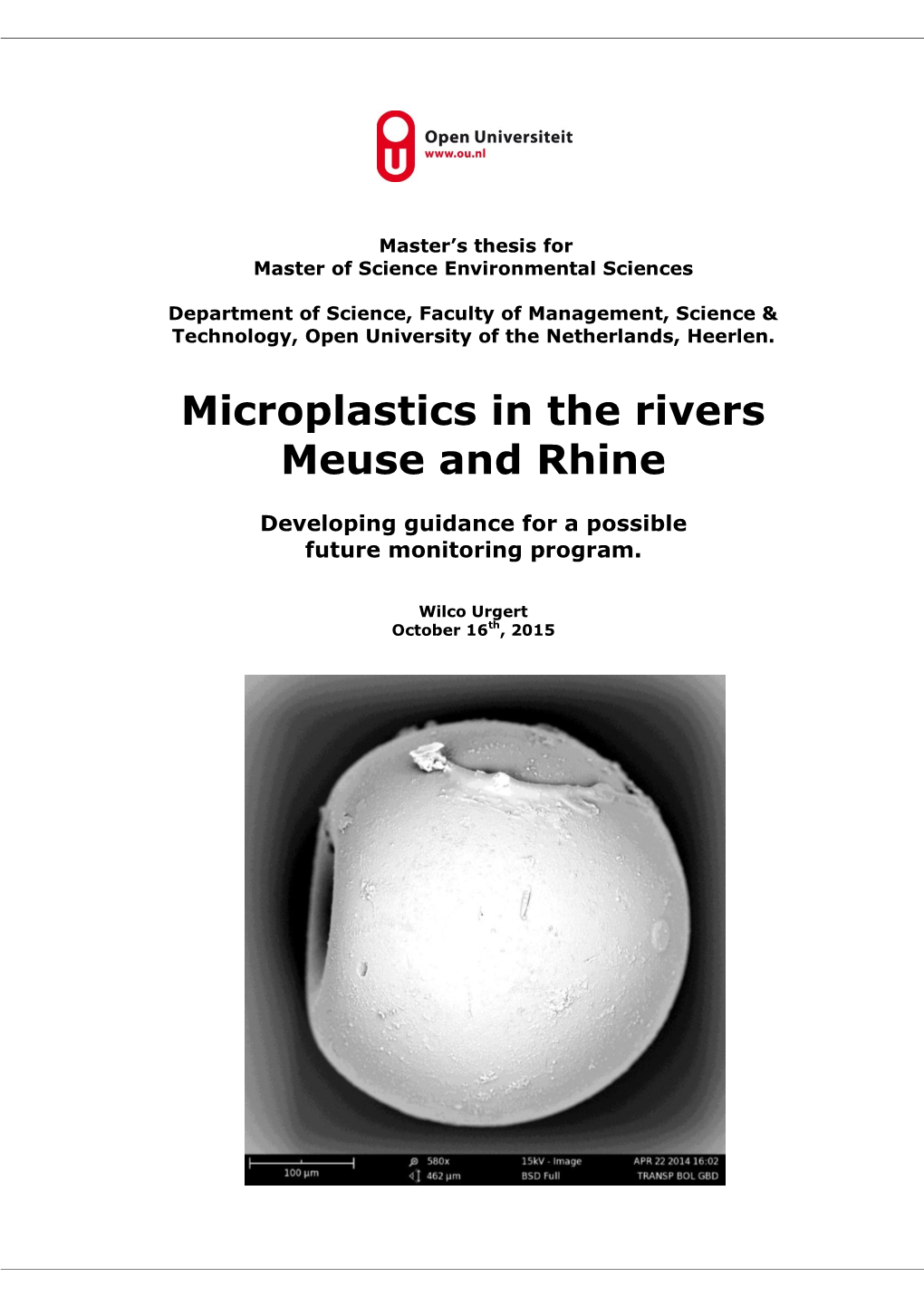 Microplastics in the Rivers Meuse and Rhine