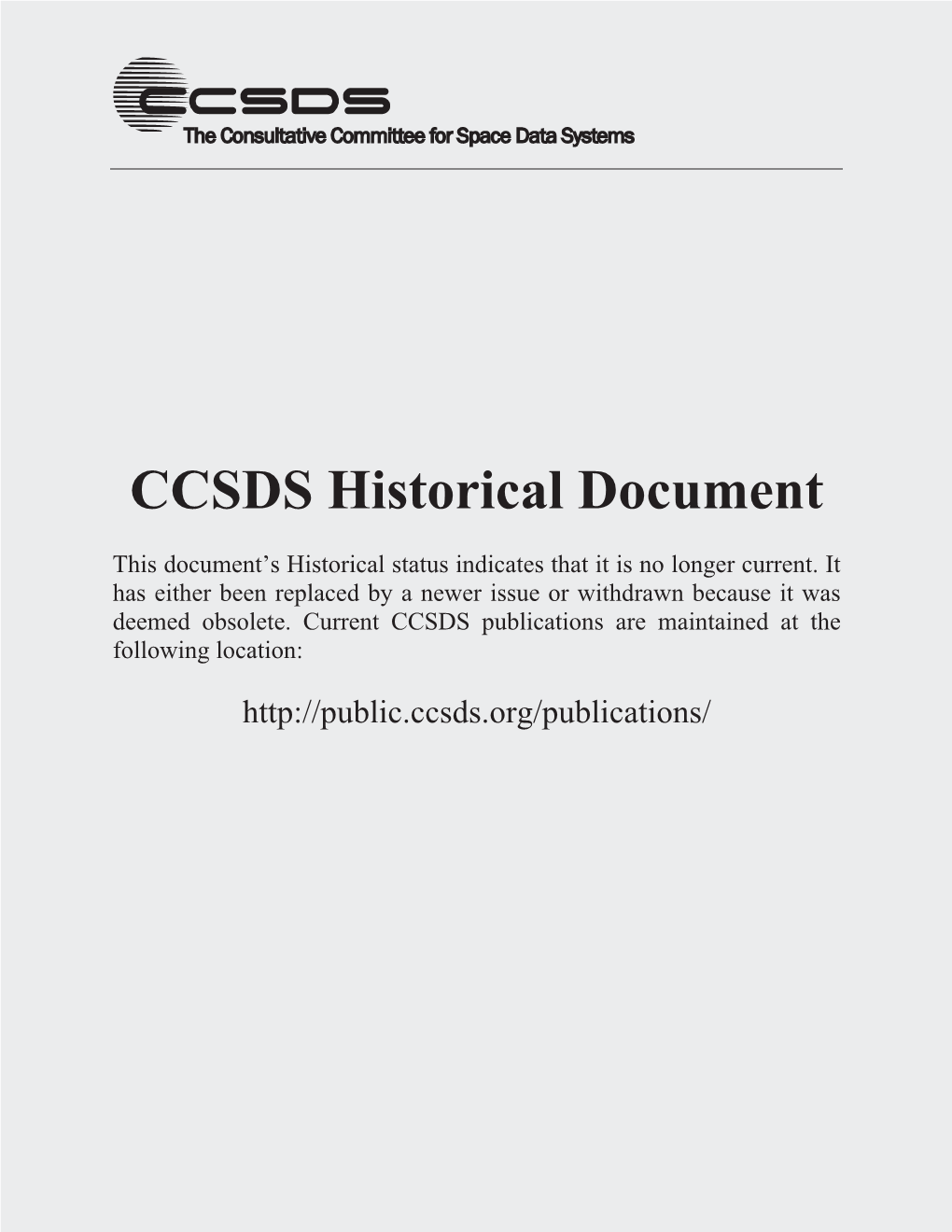 CCSDS Historical Document