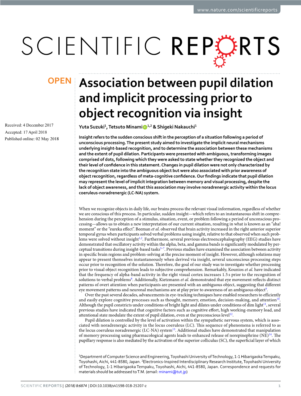 Association Between Pupil Dilation and Implicit Processing Prior To