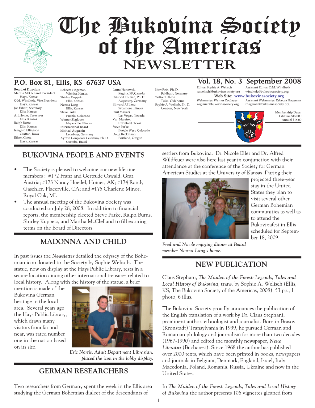 The Bukovina Society of the Americas NEWSLETTER