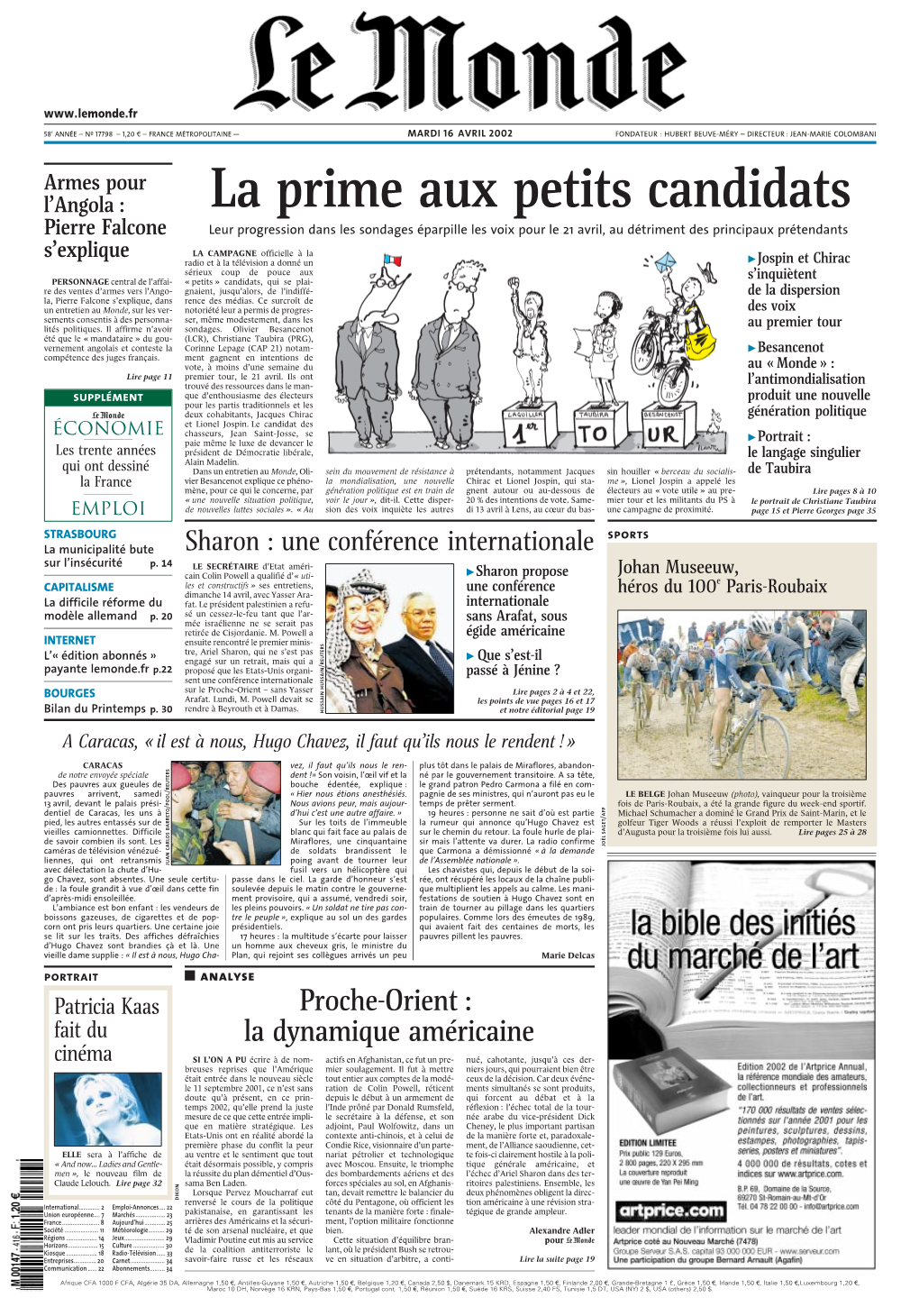 LE MONDE/PAGES<UNE>