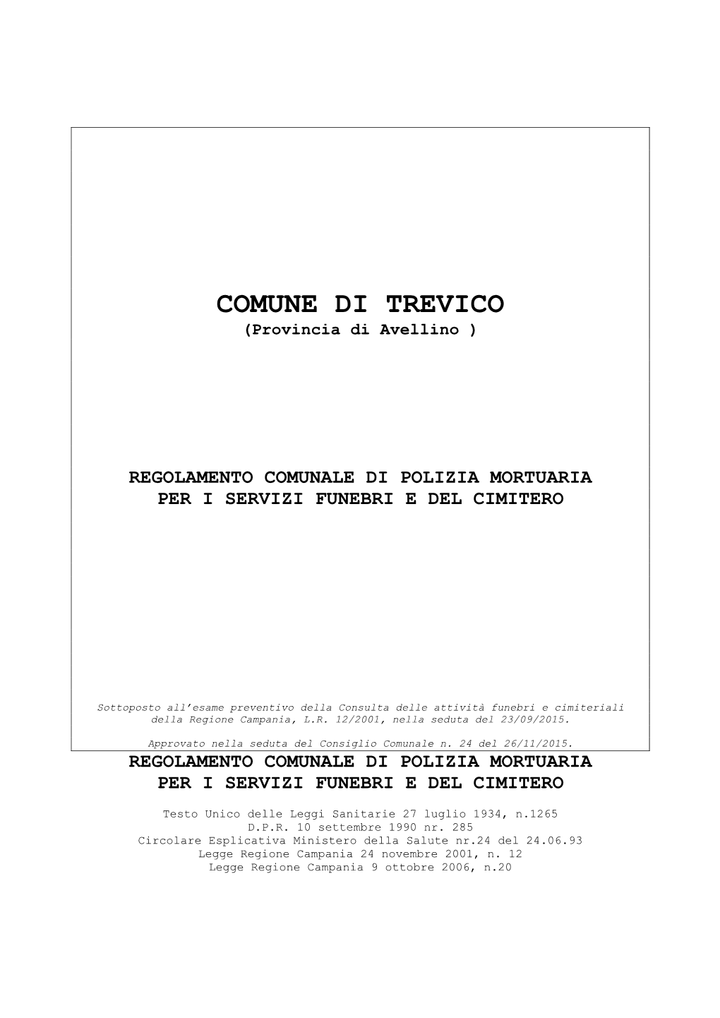 COMUNE DI TREVICO (Provincia Di Avellino )