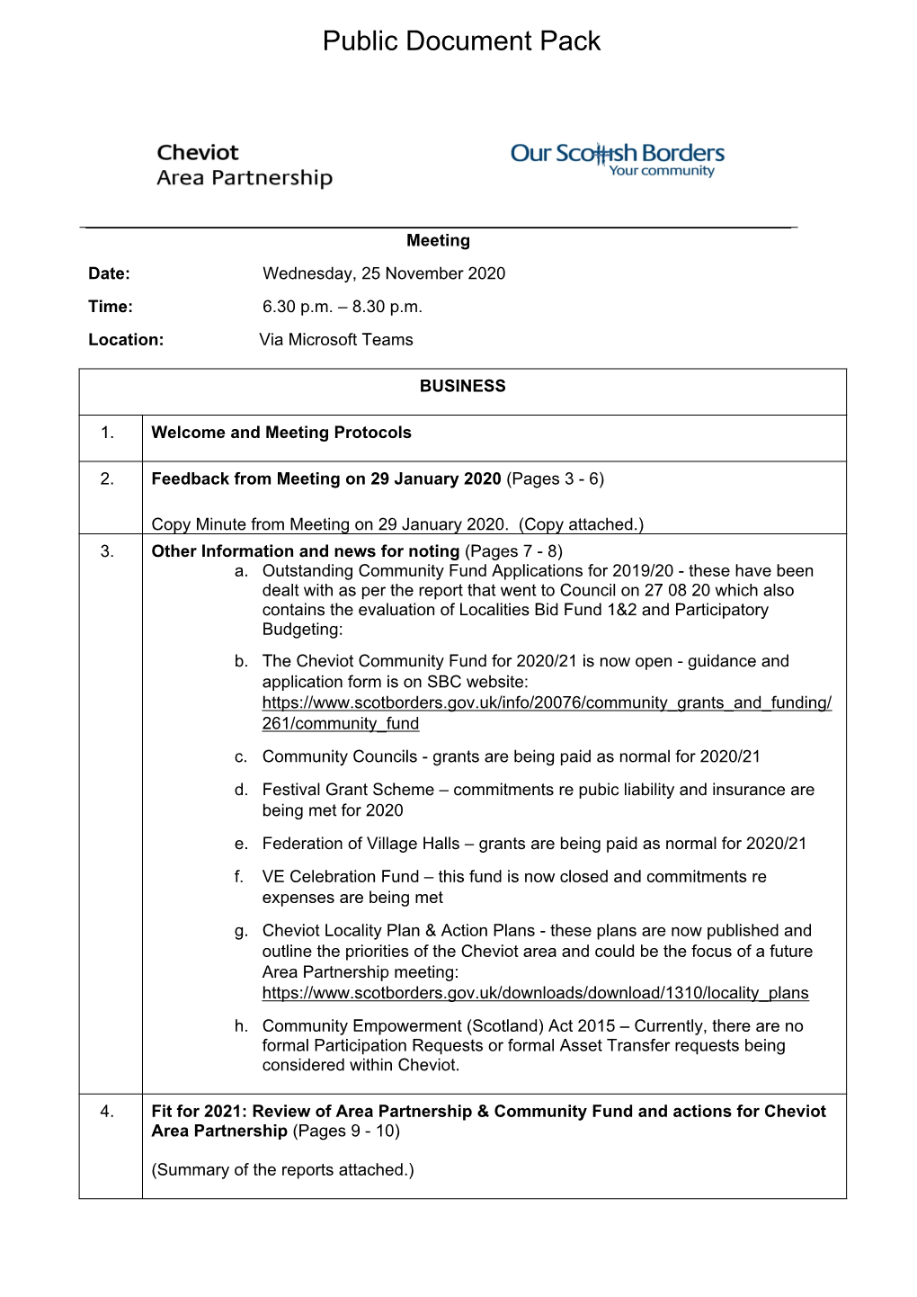 (Public Pack)Agenda Document for Cheviot