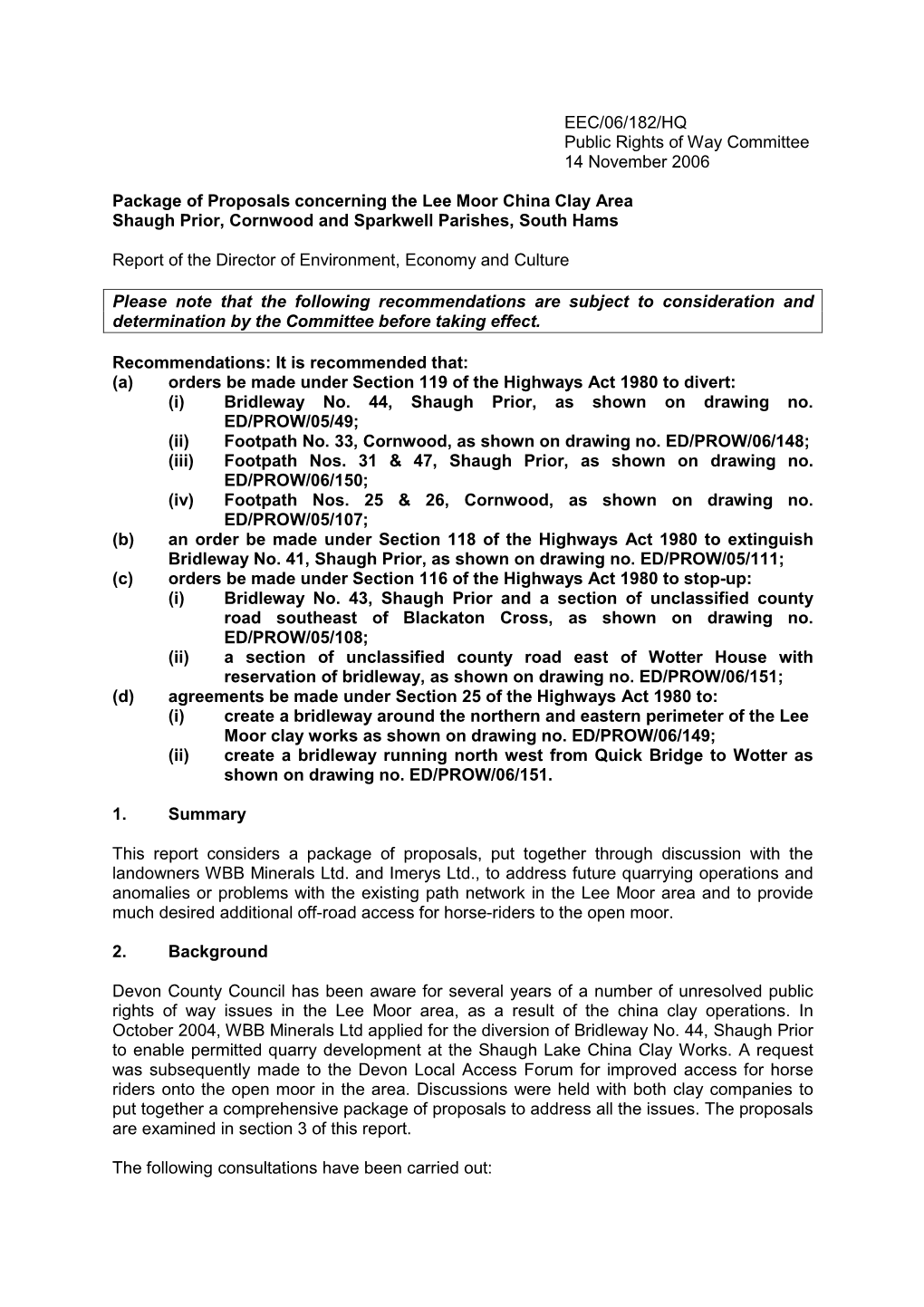 Hb191006prb Lee Moor China Clay Area Public Rights of Way.–