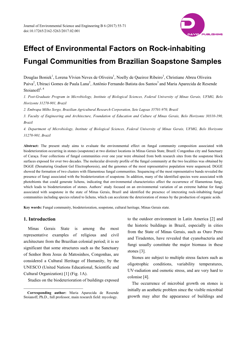 Effect of Environmental Factors on Rock-Inhabiting Fungal Communities from Brazilian Soapstone Samples