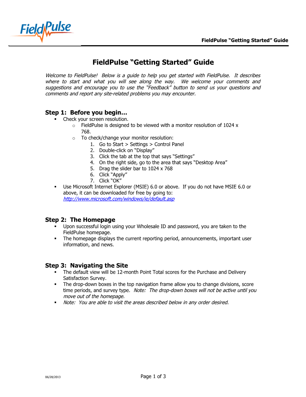 Fieldpulse Getting Started Guide