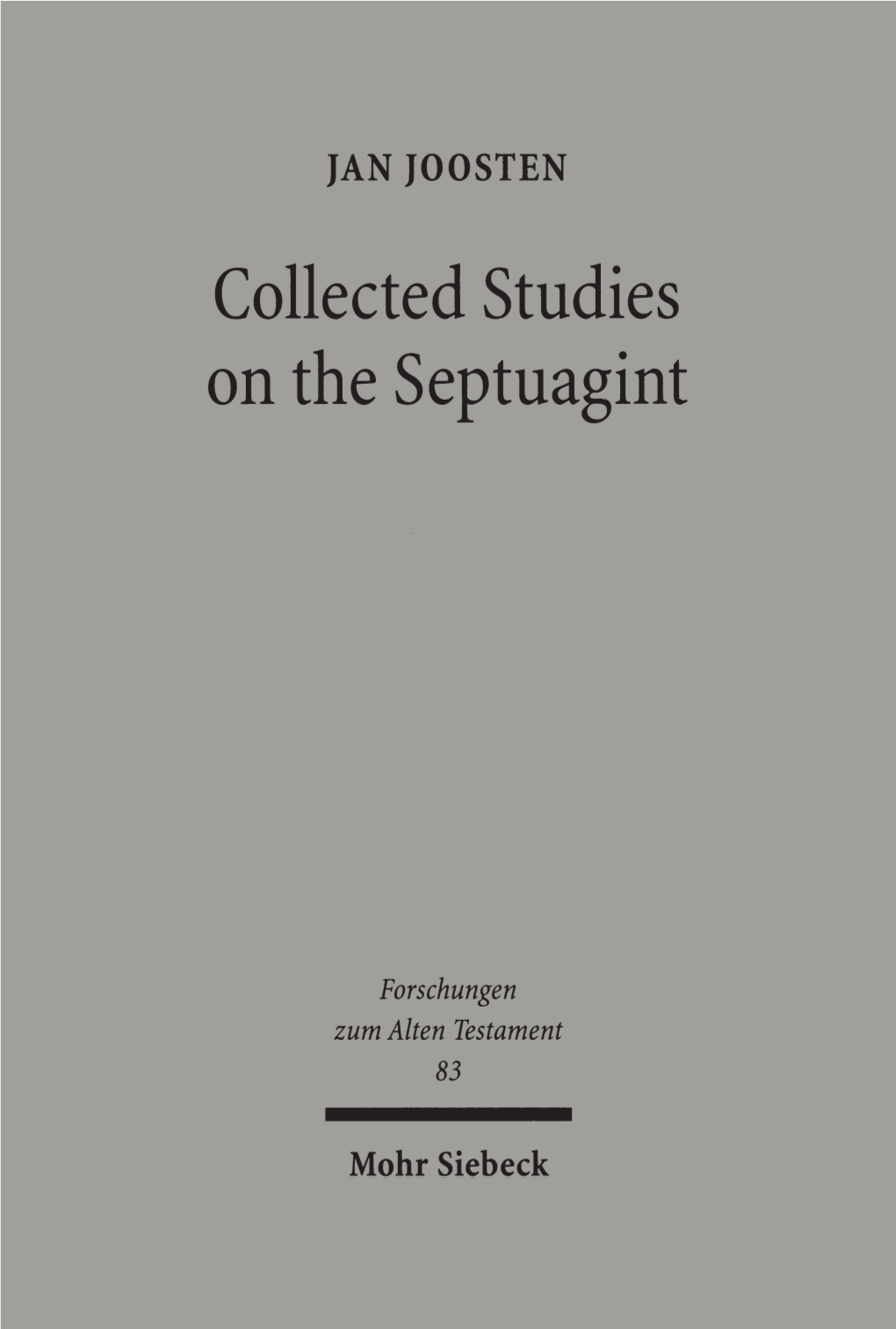 Collected Studies on the Septuagint