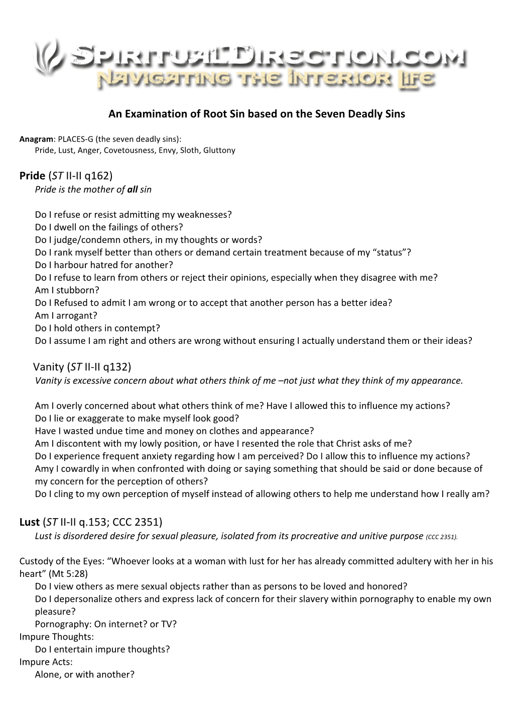 An Examination of Root Sin Based on the Seven Deadly Sins