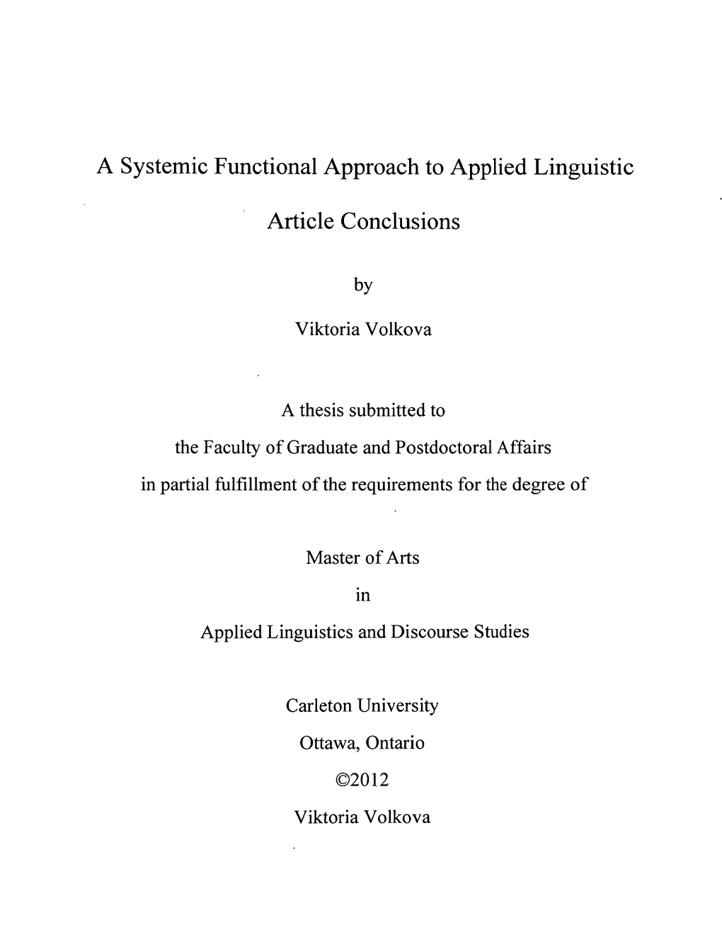 A Systemic Functional Approach to Applied Linguistic Article Conclusions