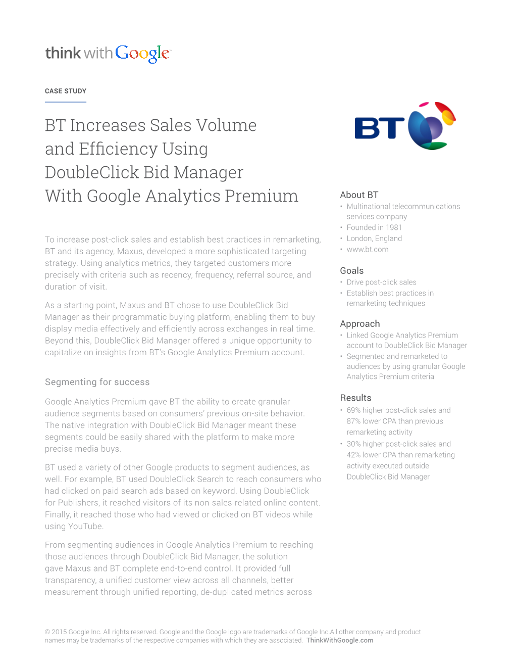BT Increases Sales Volume and Efficiency Using Doubleclick Bid