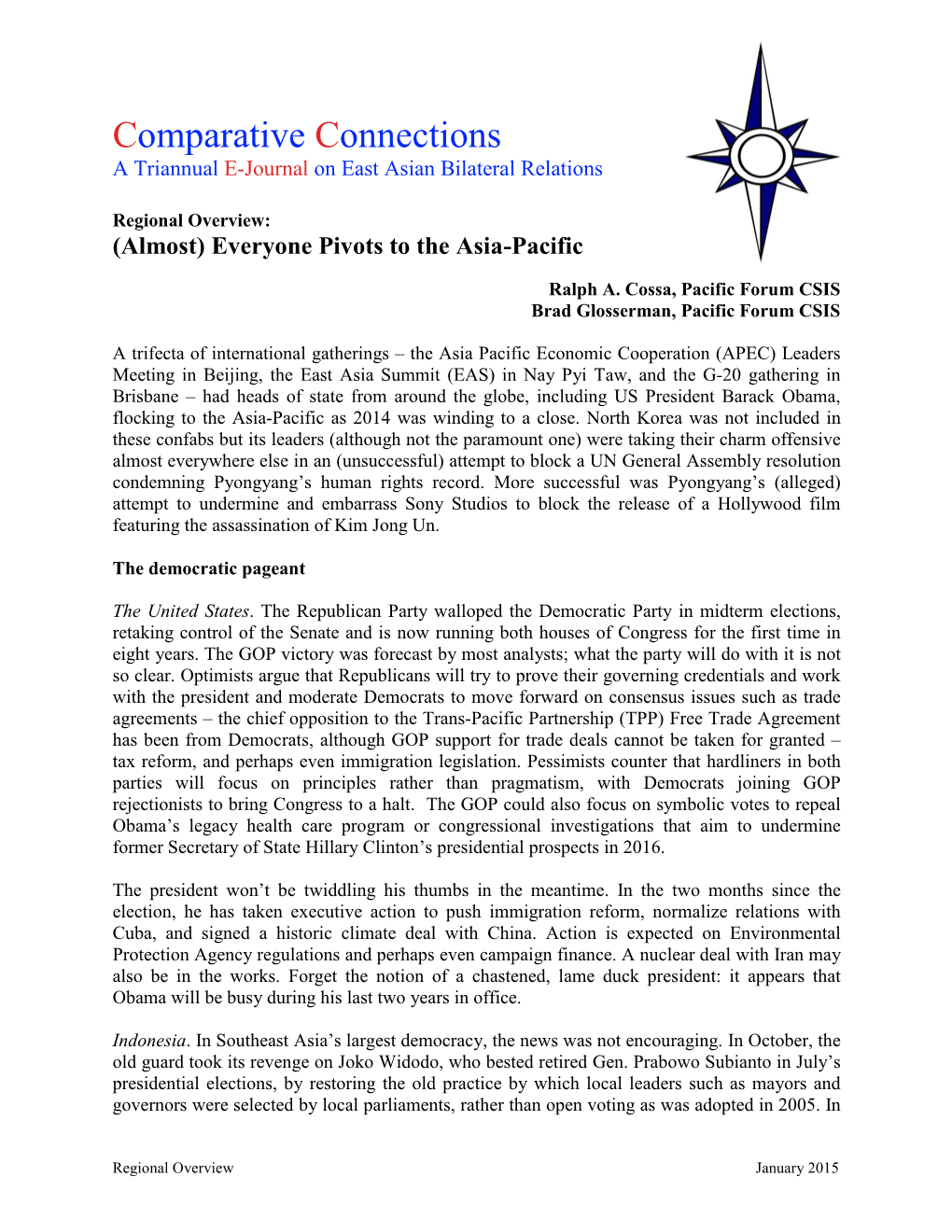 Comparative Connections a Triannual E-Journal on East Asian Bilateral Relations