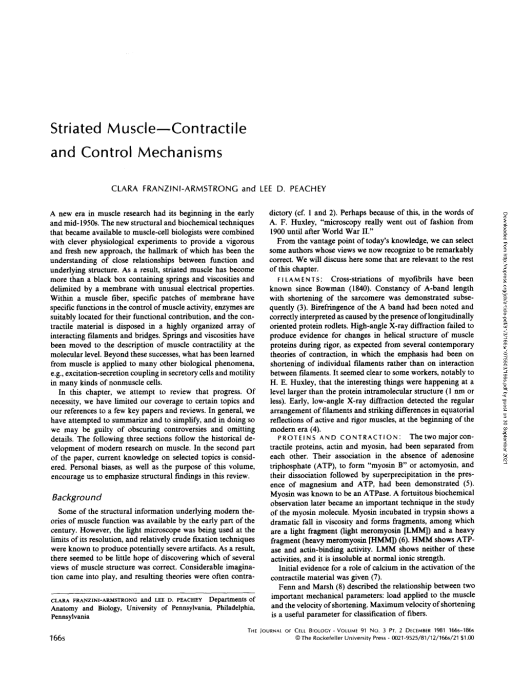 Striated Muscle-Contractile and Control Mechanisms