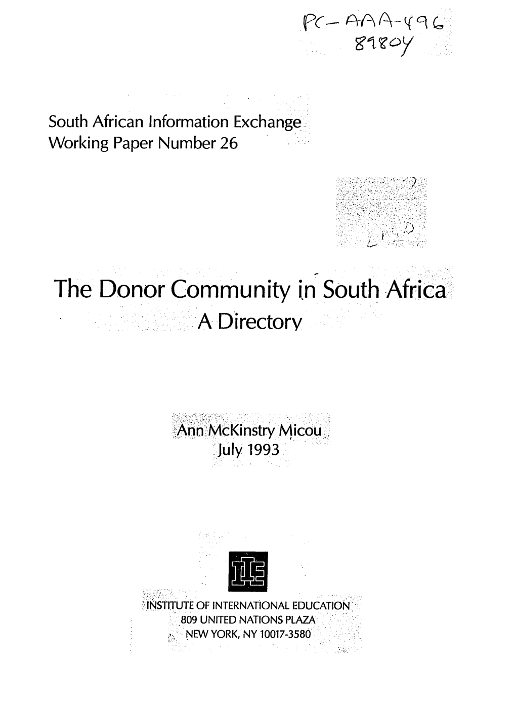 The Donor Community Insouth Africa •