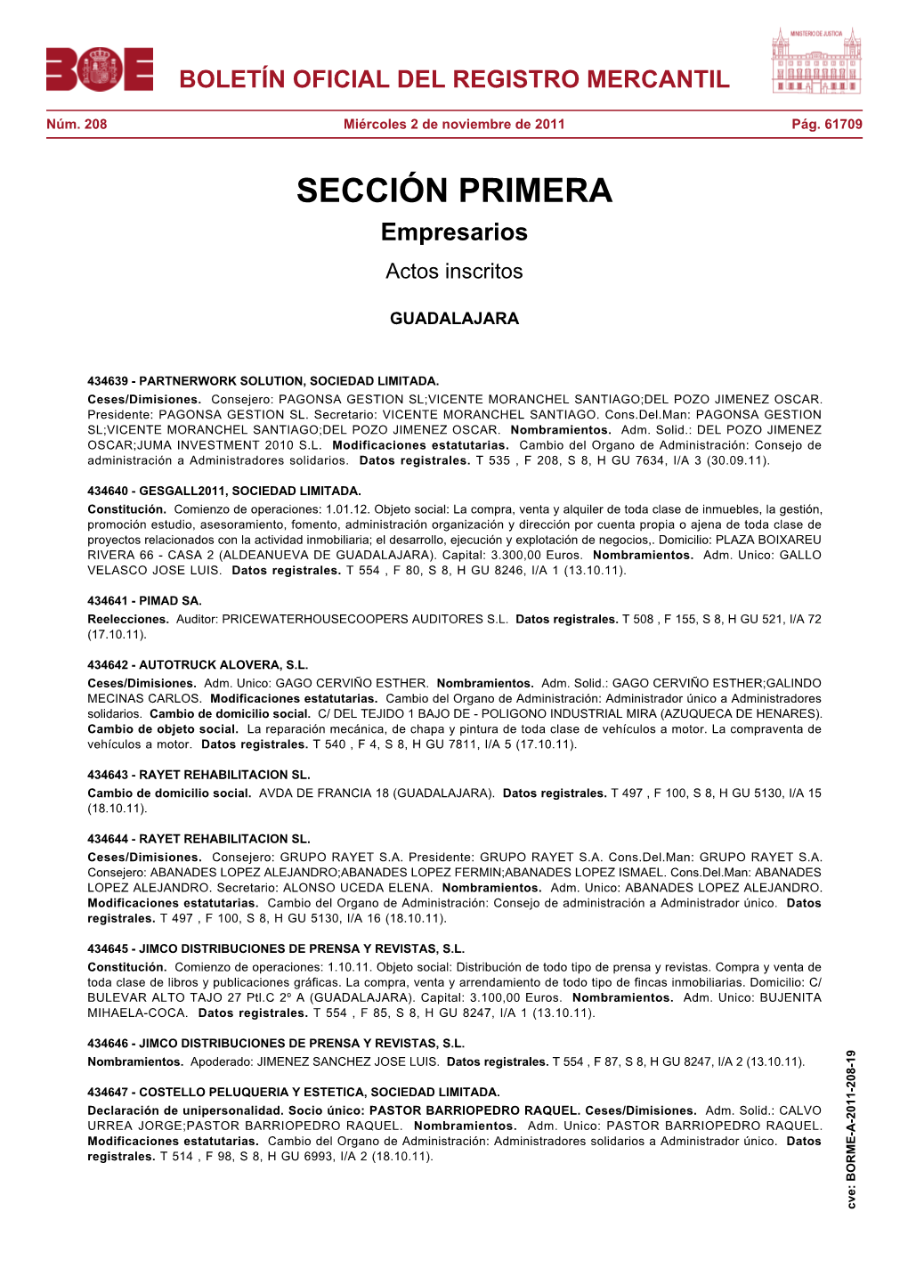 Borme-A-2011-208-19 Boletín Oficial Del Registro Mercantil
