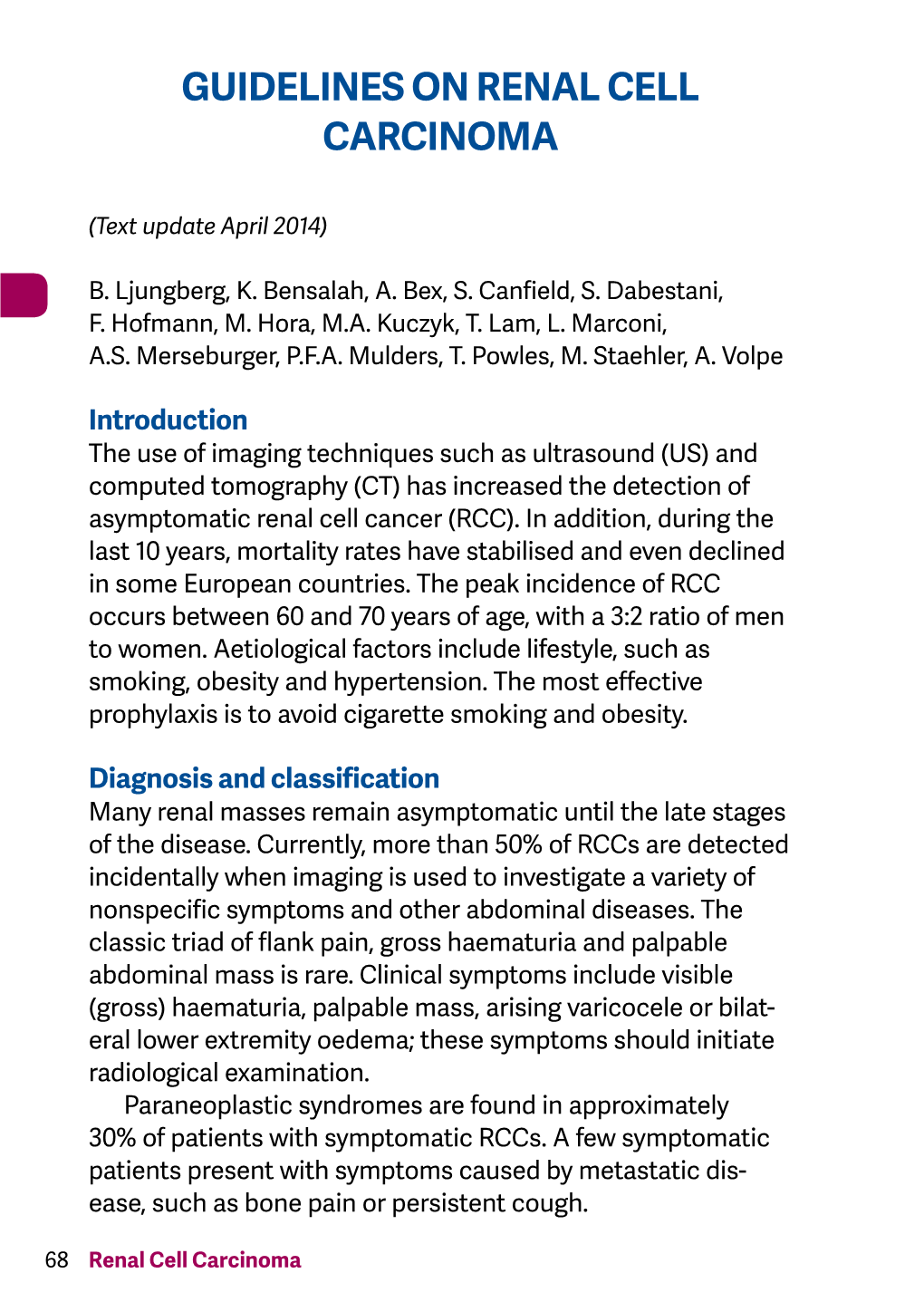 Guidelines on Renal Cell Carcinoma