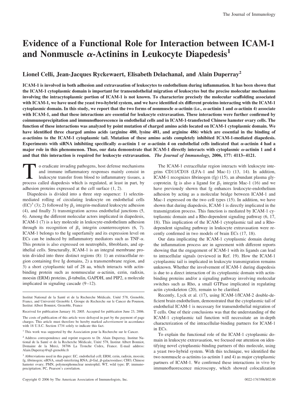 In Leukocyte Diapedesis1