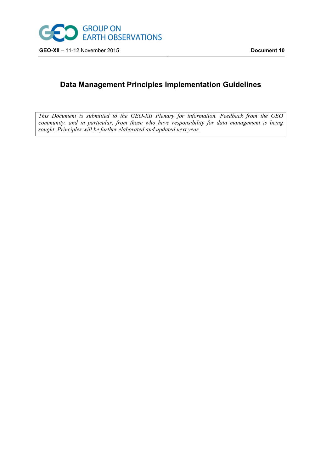 Data Management Principles Implementation Guidelines