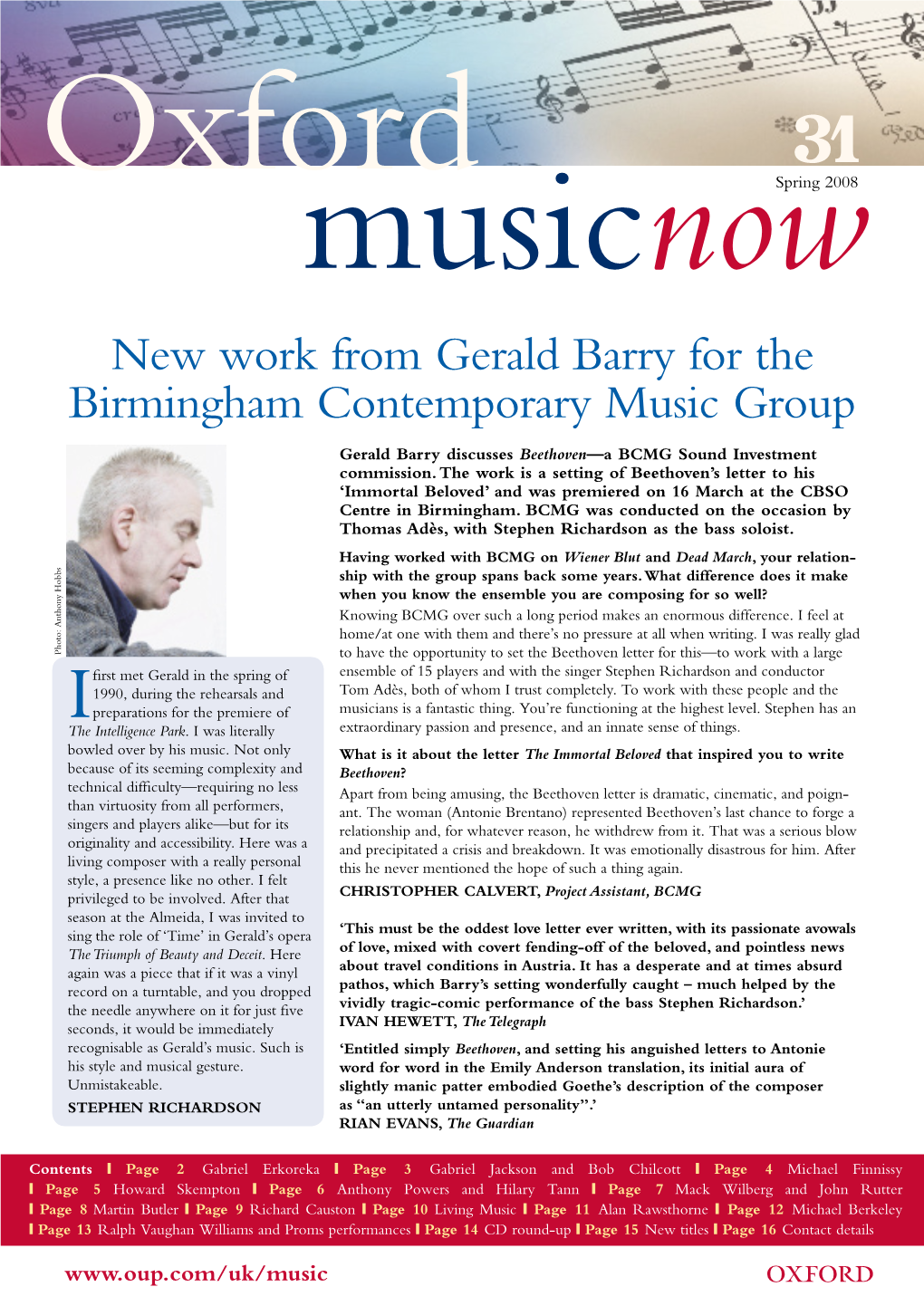 New Work from Gerald Barry for the Birmingham Contemporary Music Group