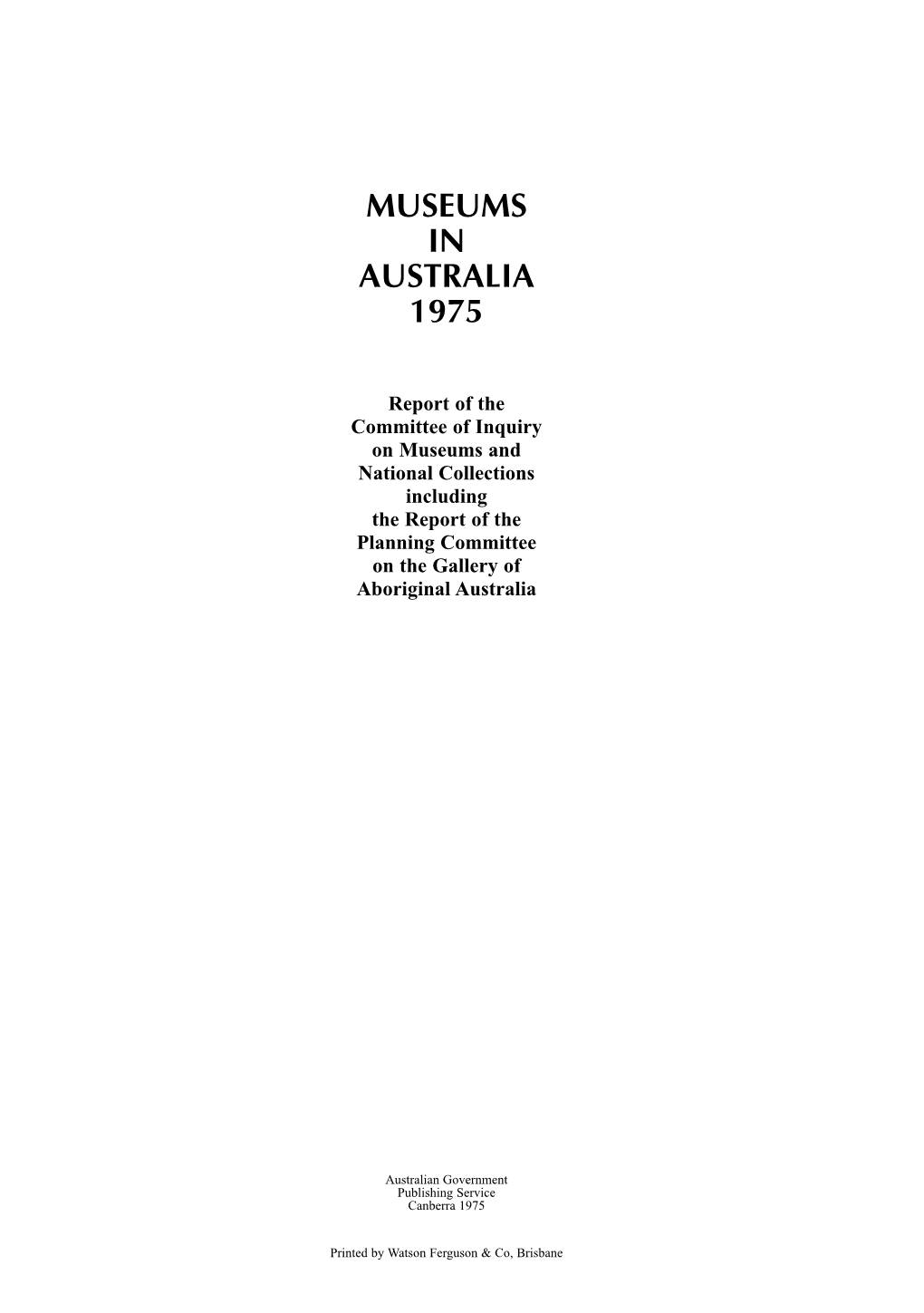 Museums in Australia 1975
