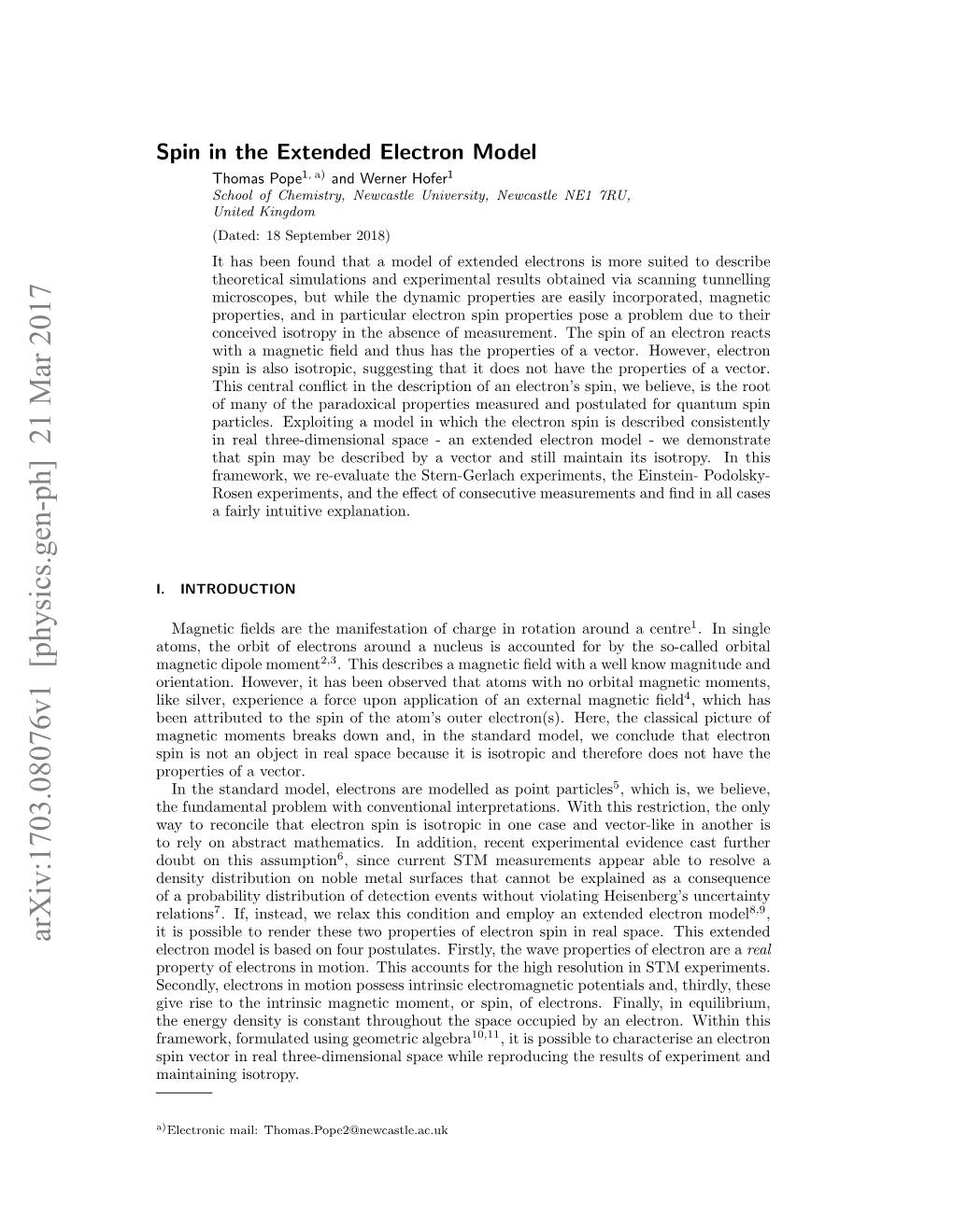 Arxiv:1703.08076V1 [Physics.Gen-Ph] 21 Mar 2017 Electron Model Is Based on Four Postulates