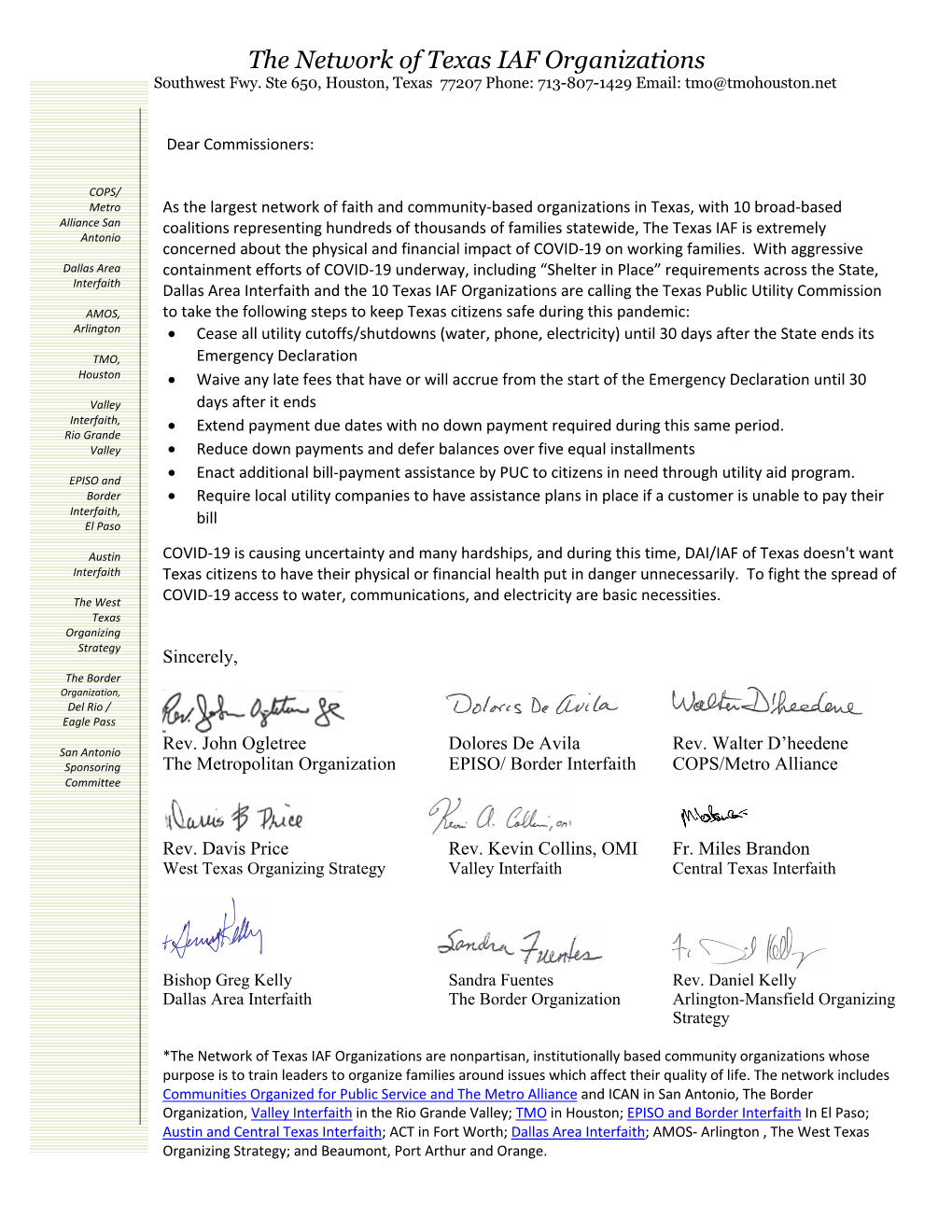 The Network of Texas IAF Organizations Southwest Fwy