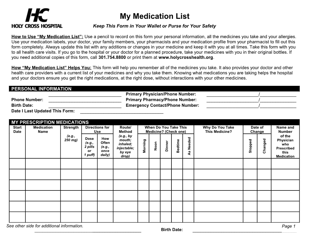 My Medication List