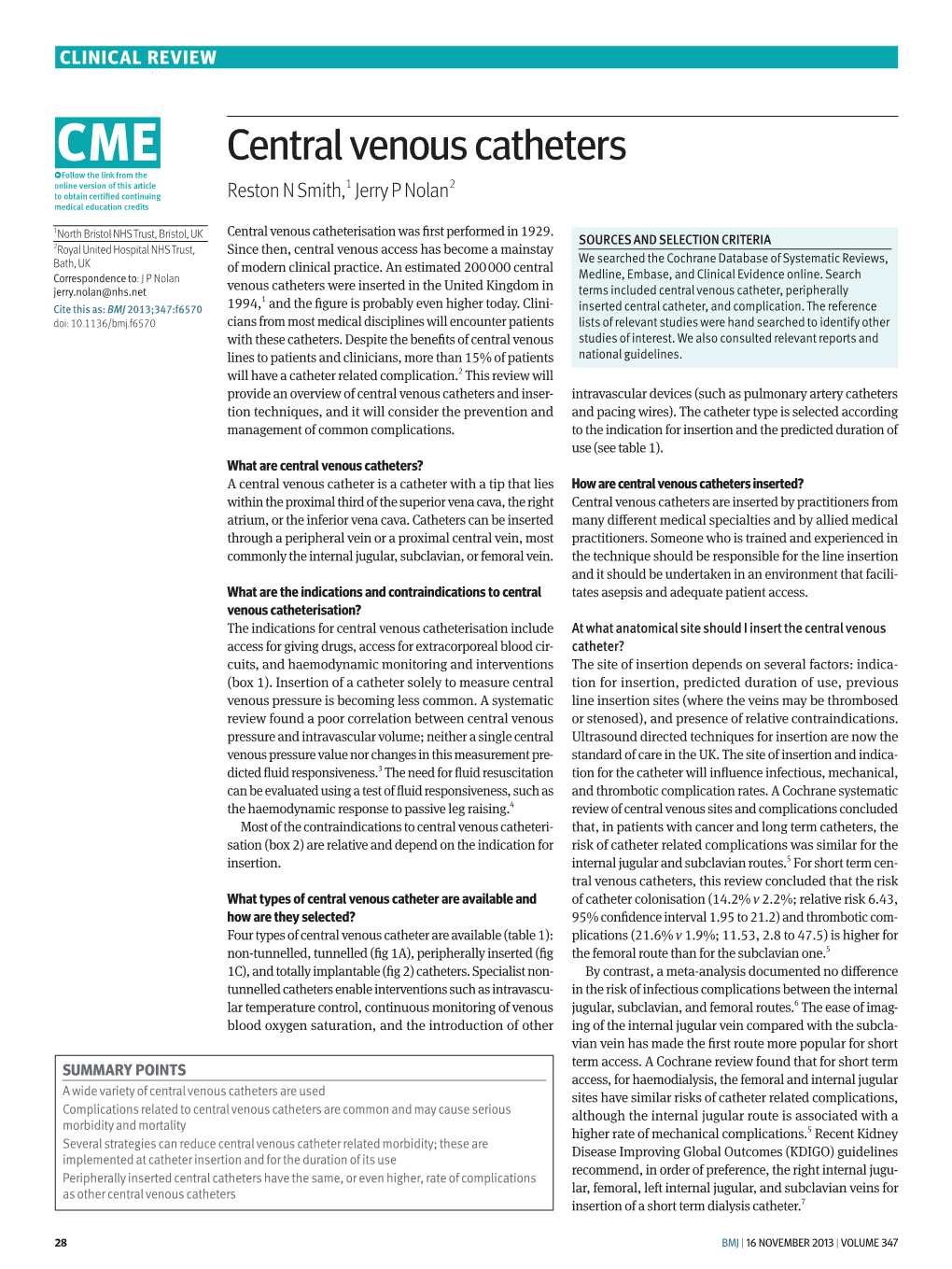 Central Venous Catheters