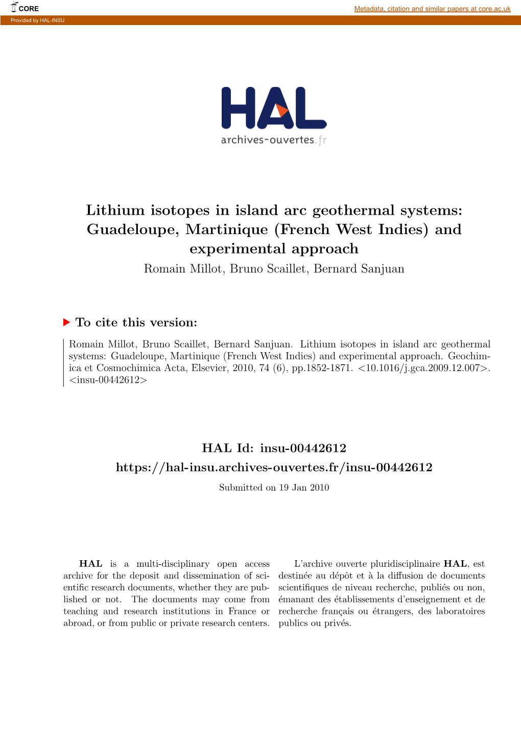 Lithium Isotopes in Island Arc Geothermal Systems