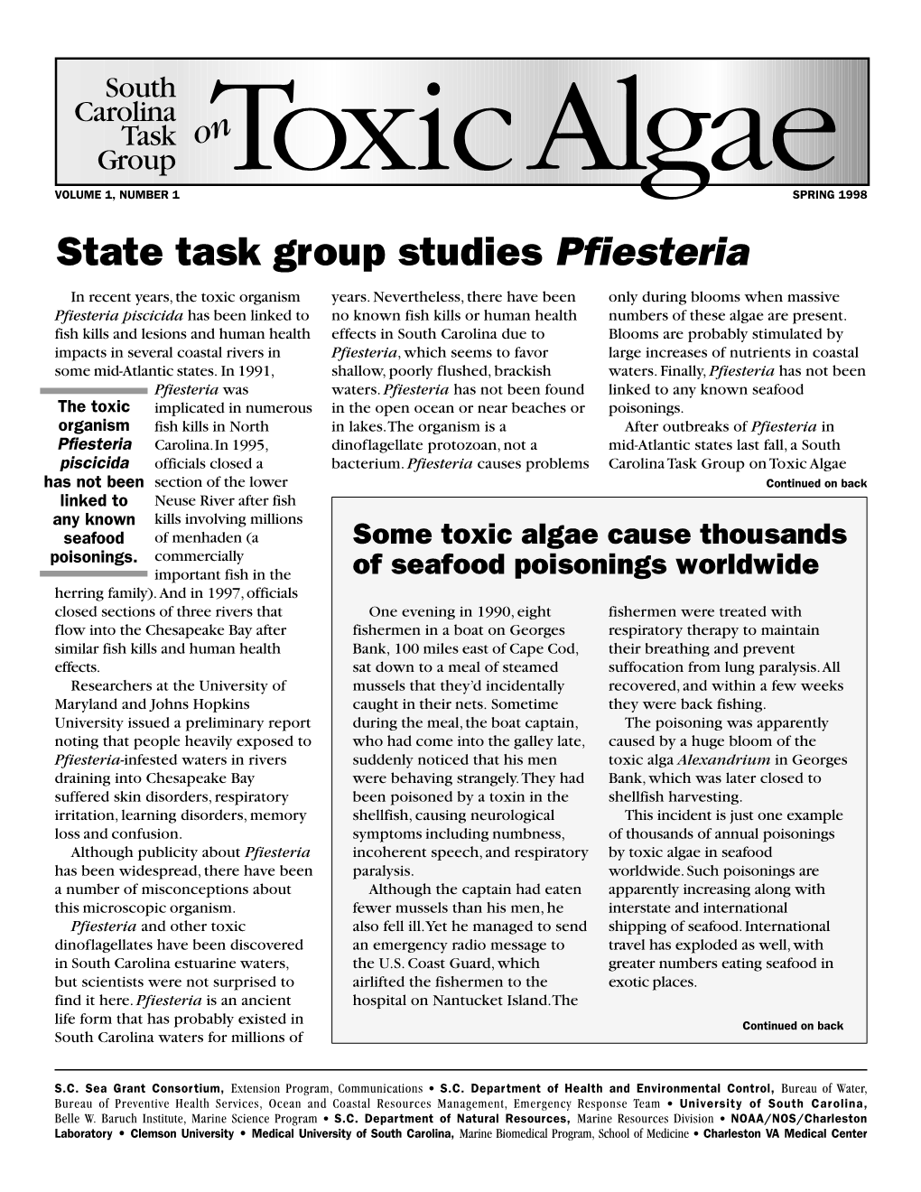 SPRING 1998 State Task Group Studies Pfiesteria