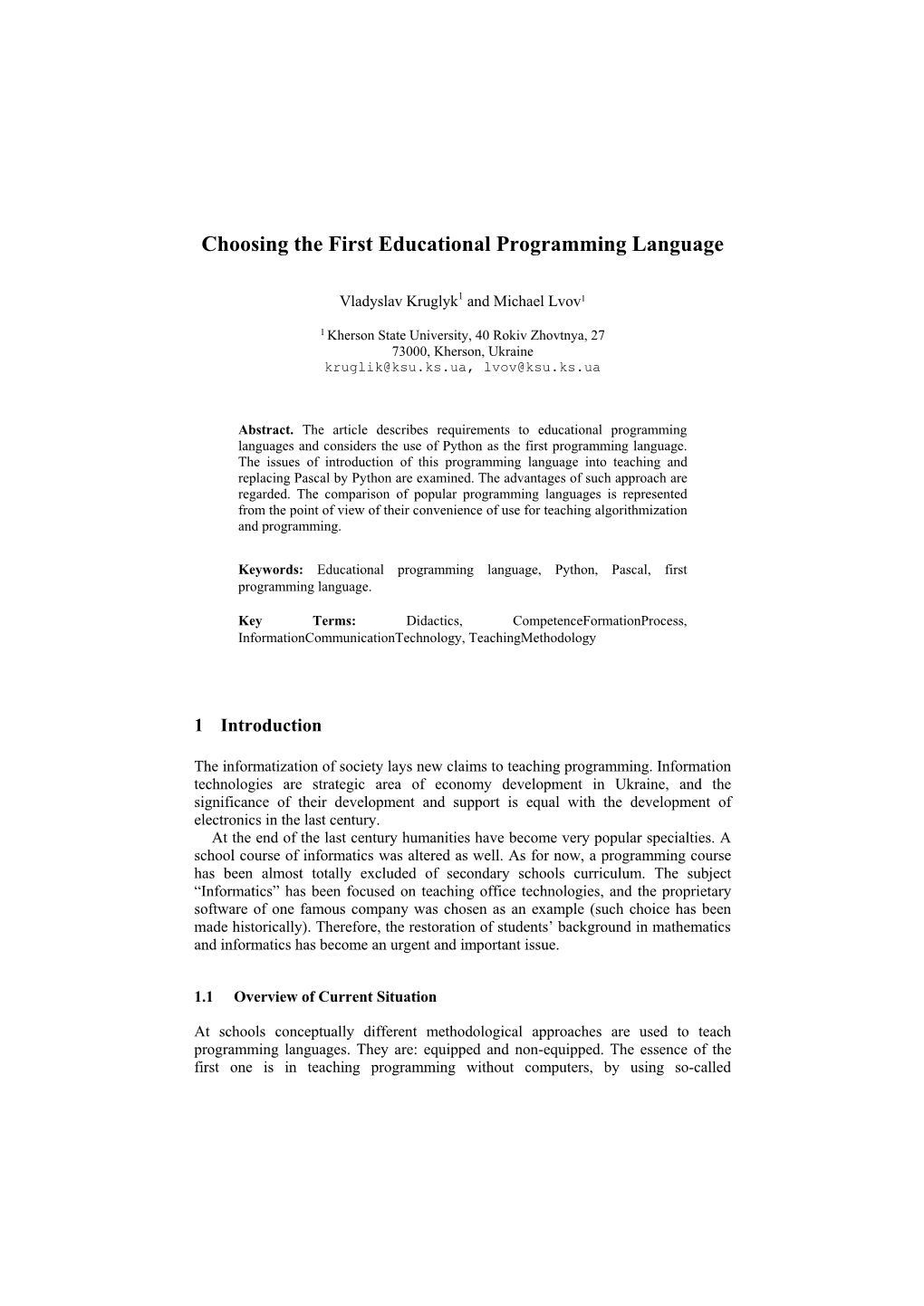 Choosing the First Educational Programming Language