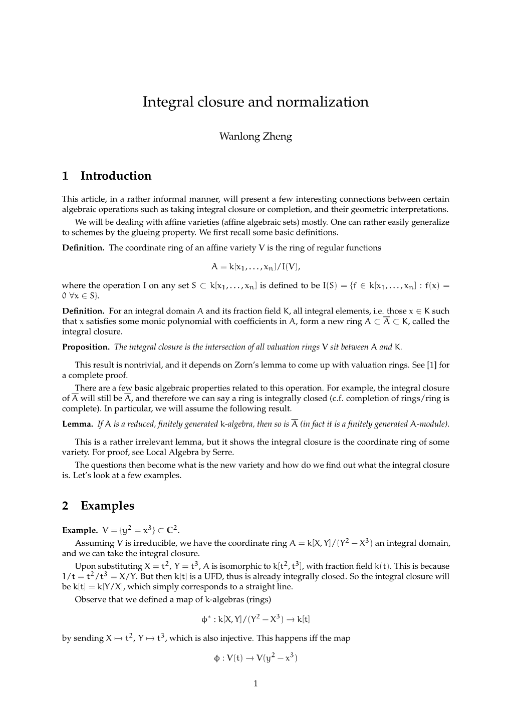 Integral Closure and Normalization