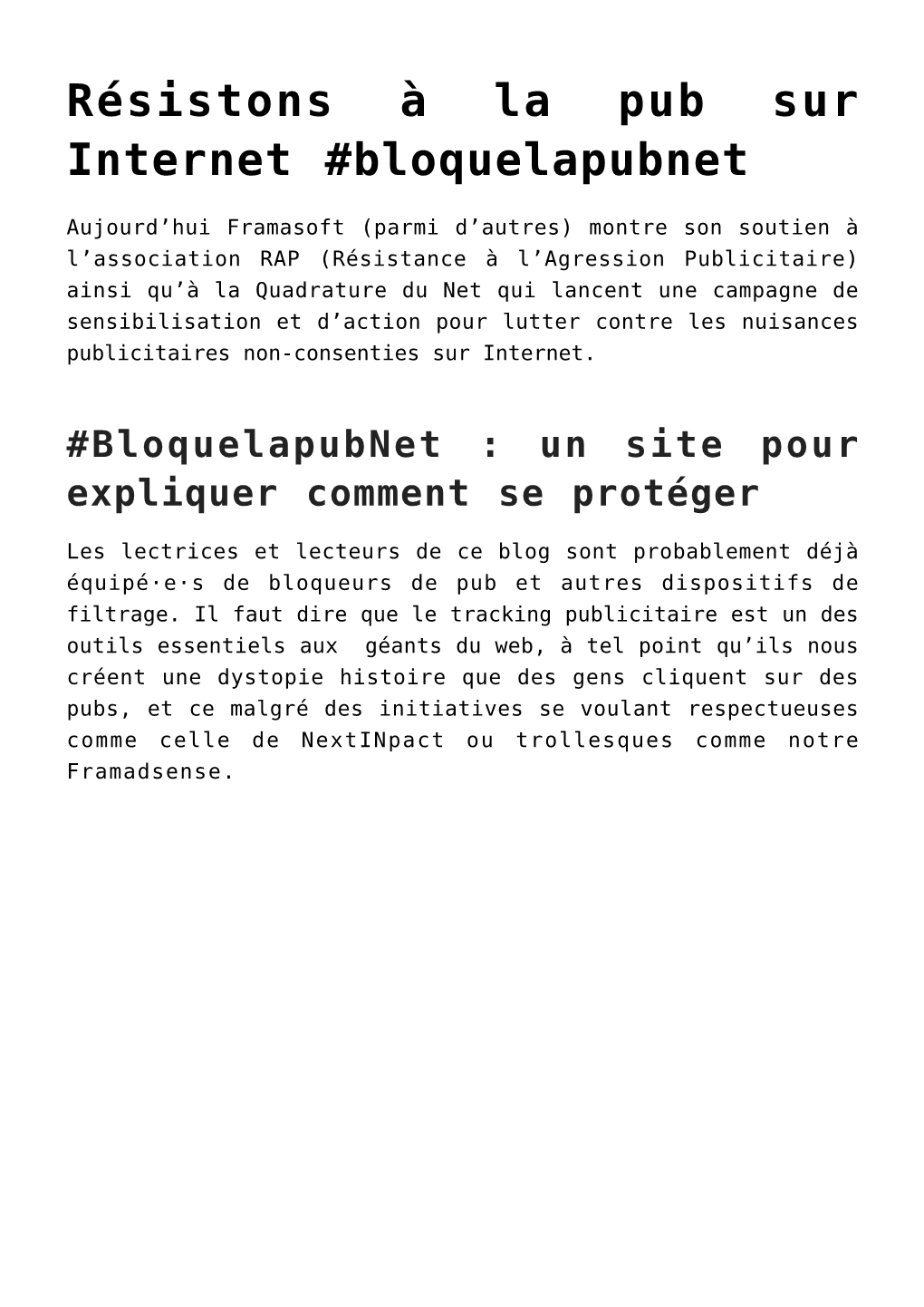 Résistons À La Pub Sur Internet #Bloquelapubnet