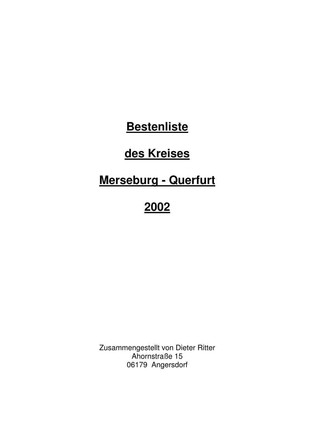 Bestenliste Des Kreises Merseburg