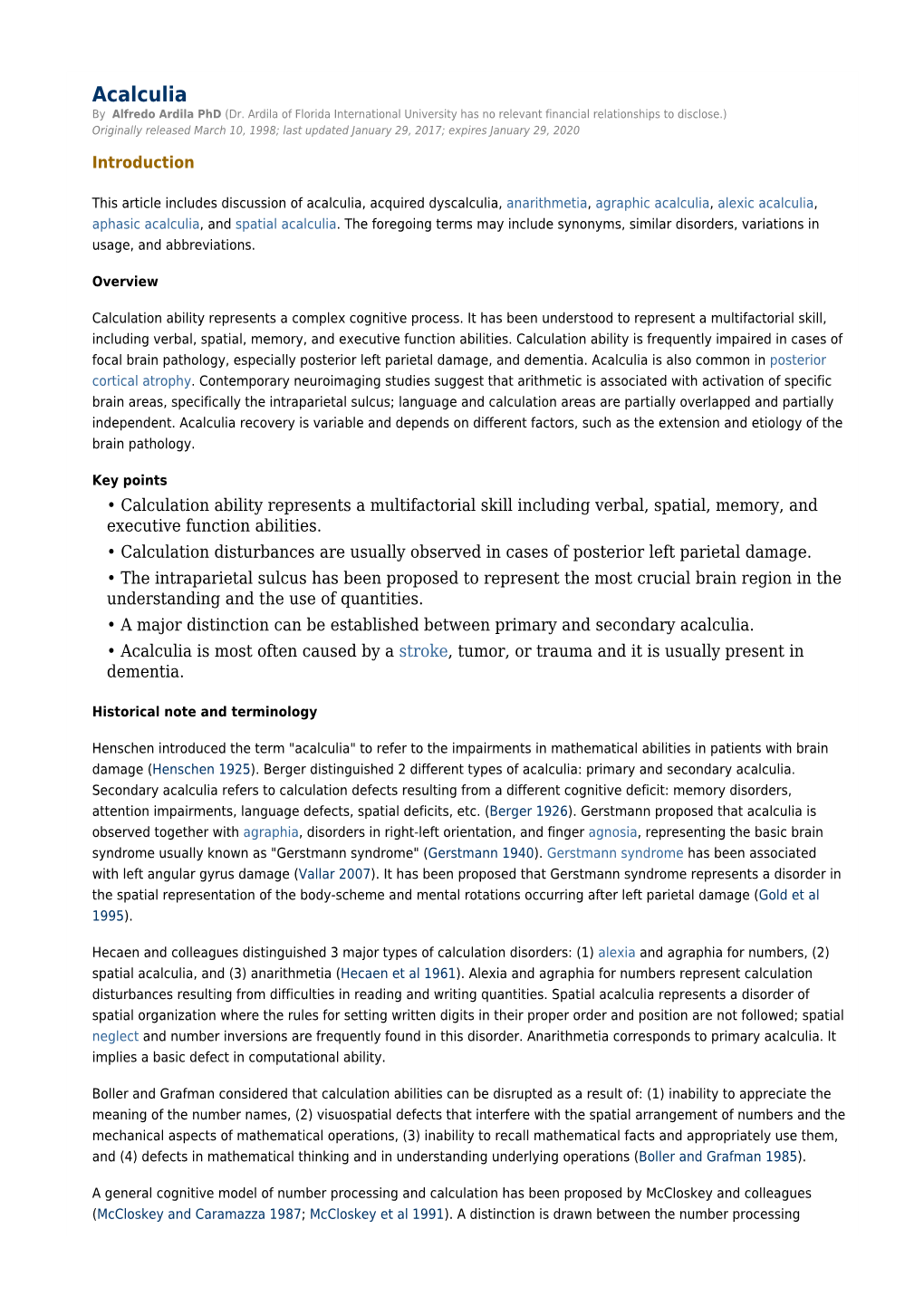 Acalculia by Alfredo Ardila Phd (Dr