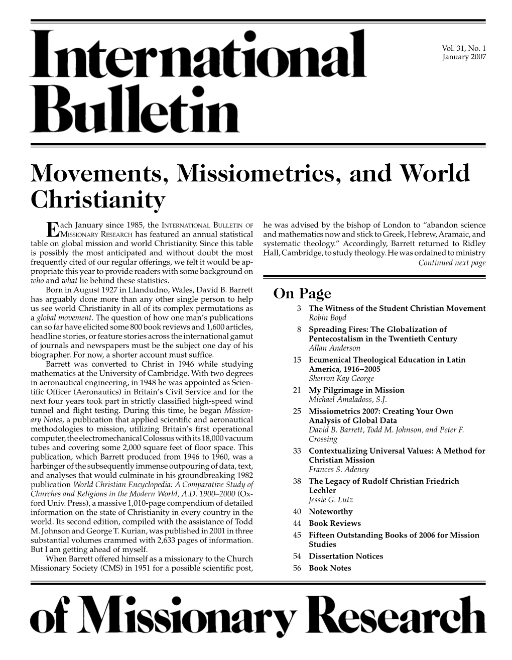 Movements, Missiometrics, and World Christianity