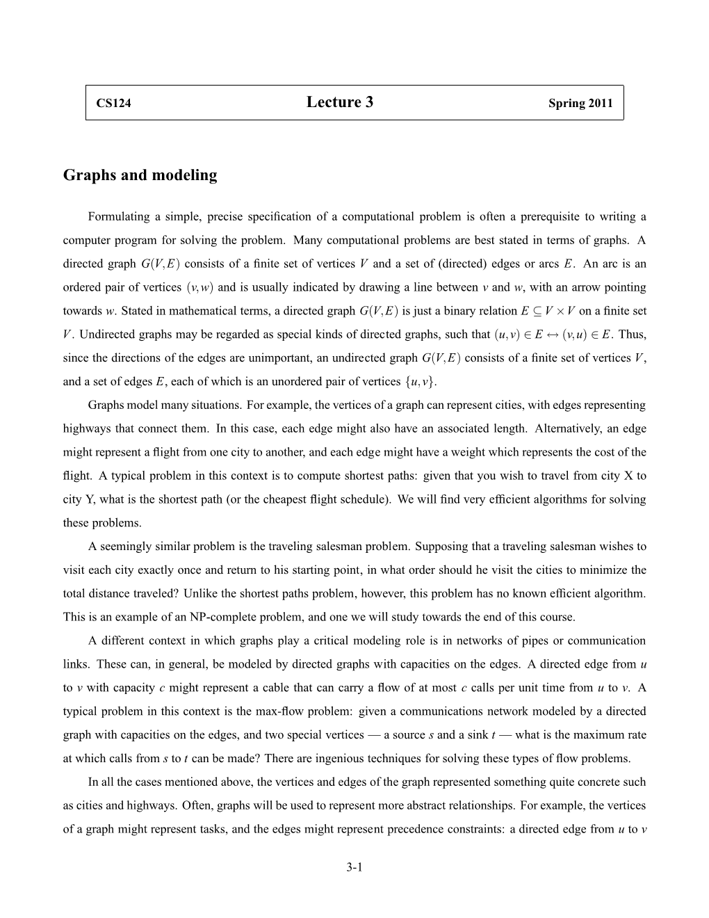 Lecture 3 Graphs and Modeling