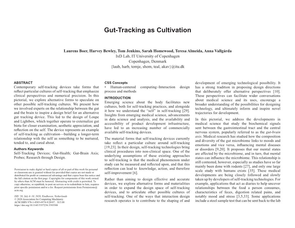 Gut-Tracking As Cultivation