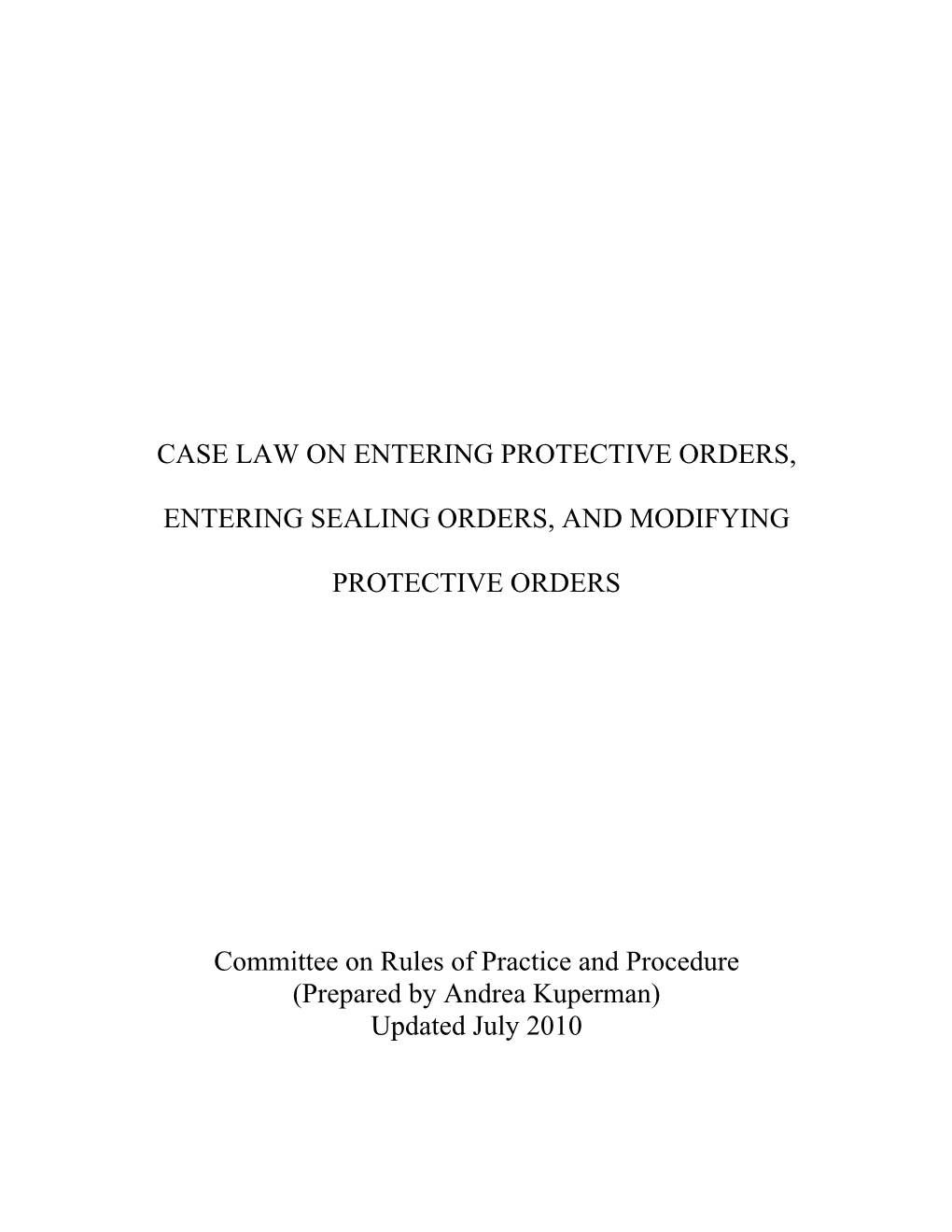 Case Law on Entering Protective Orders