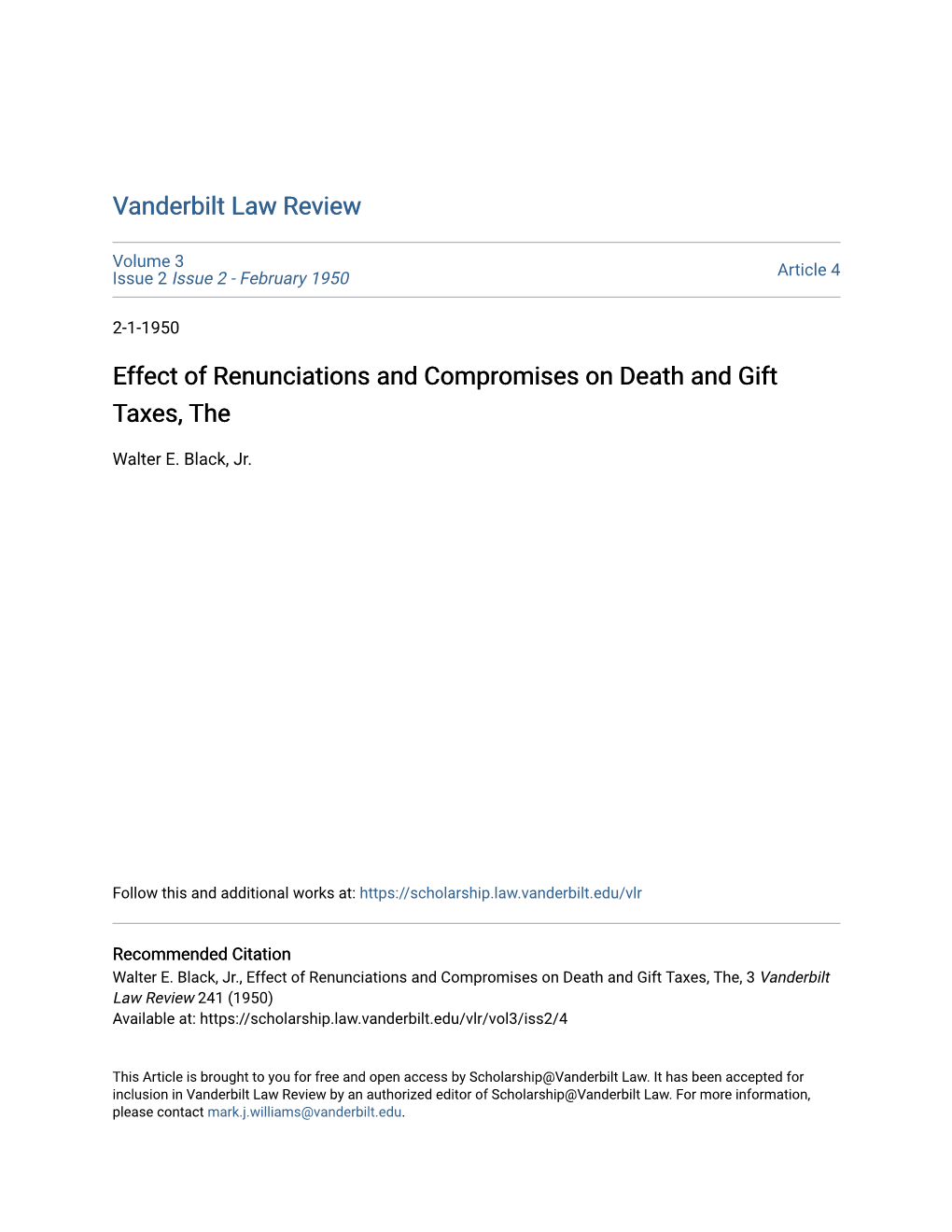 Effect of Renunciations and Compromises on Death and Gift Taxes, The