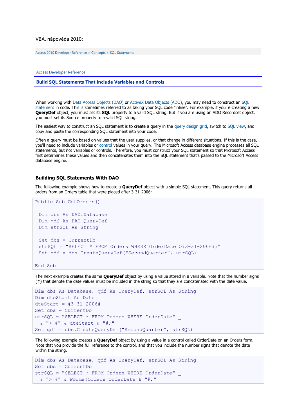 Access 2010 Developer Reference > Concepts > SQL Statements