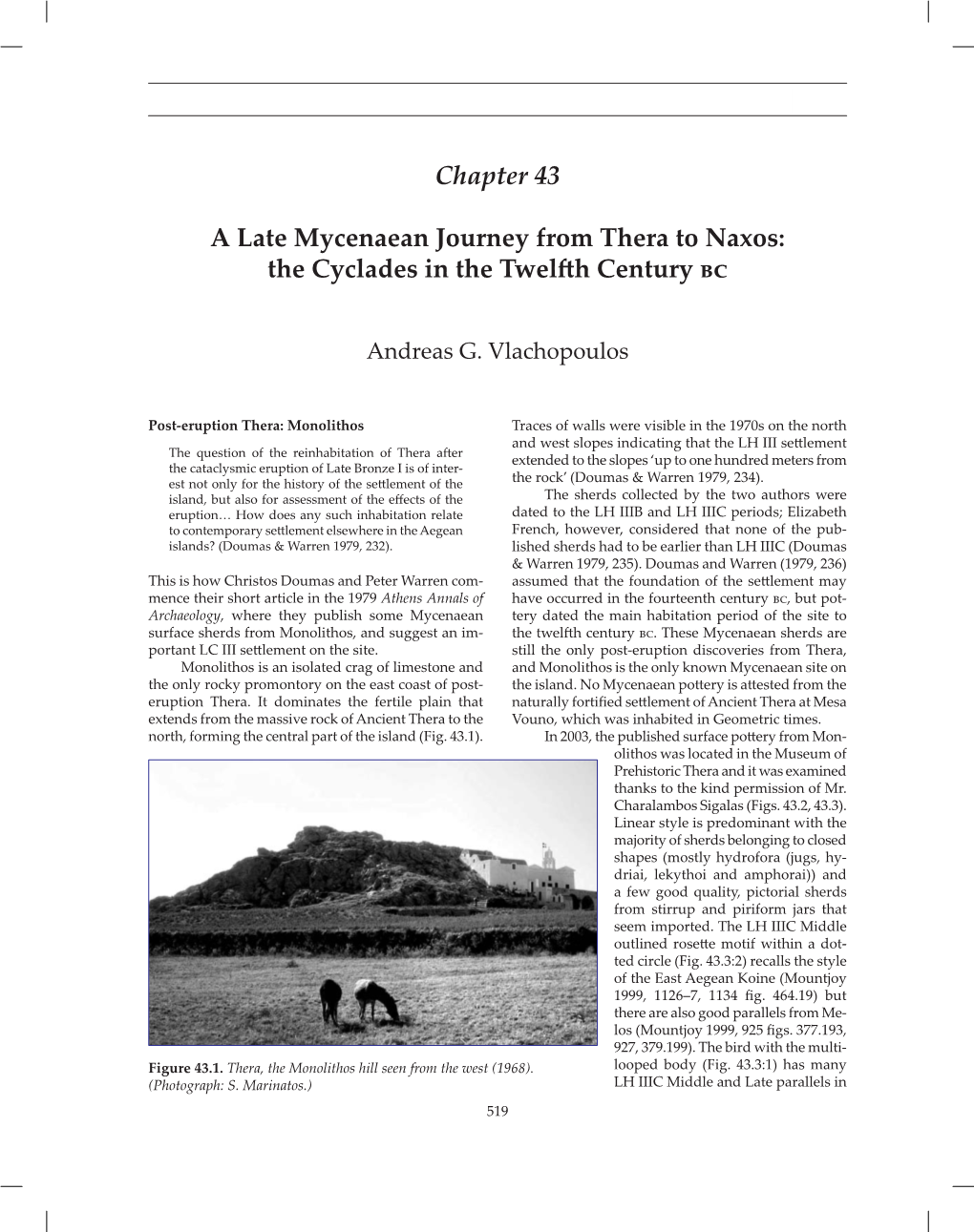 Chapter 43 a Late Mycenaean Journey from Thera to Naxos: The