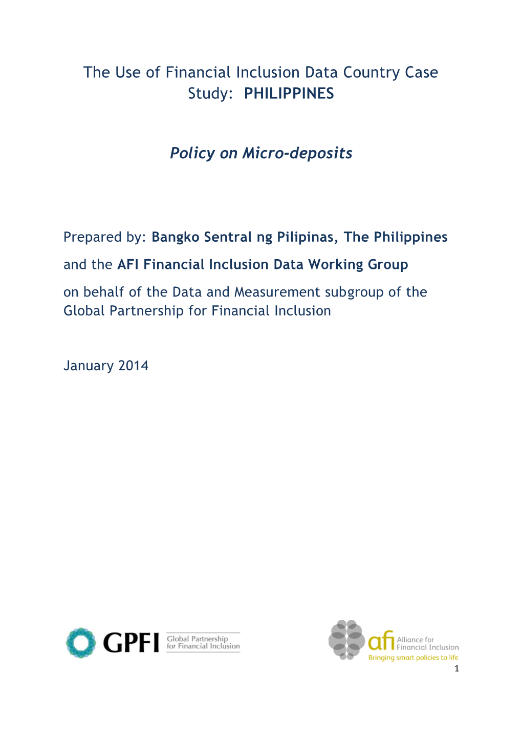 The Use of Financial Inclusion Data Country Case Study Philippines