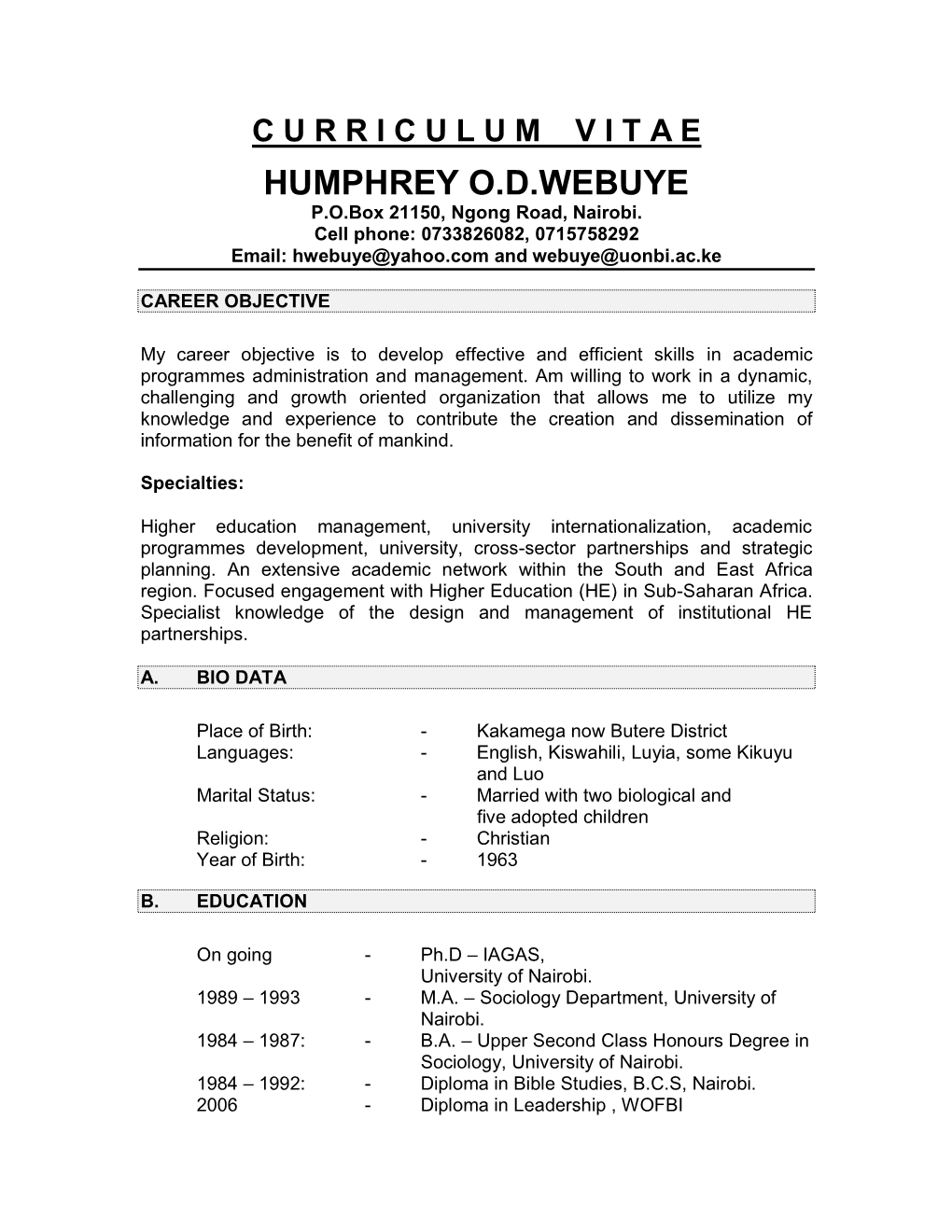 Webuye Updated Cv 2021.Pdf