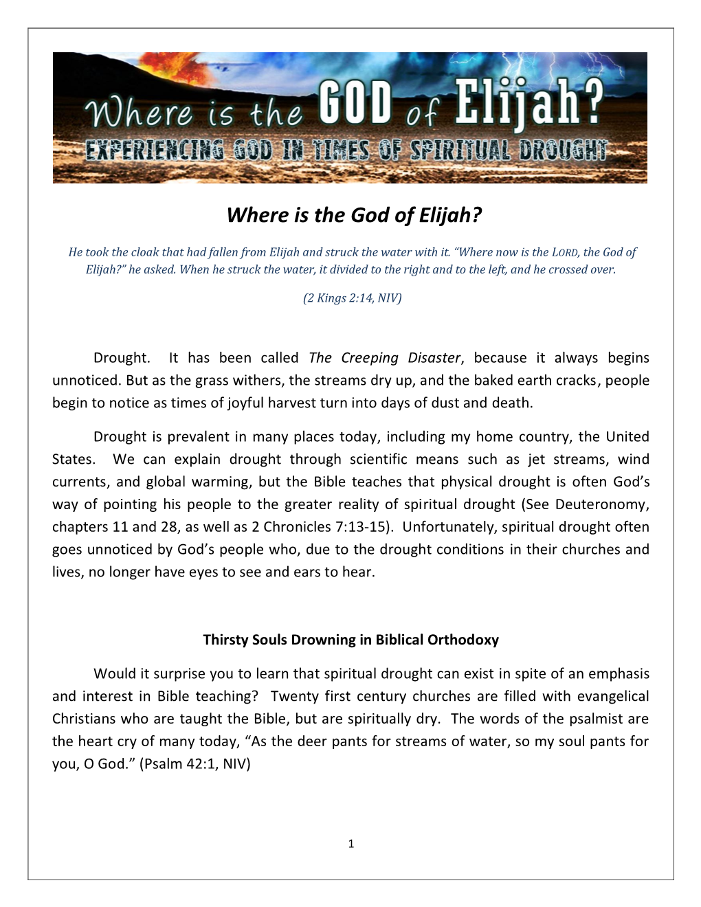Where Is the God of Elijah?