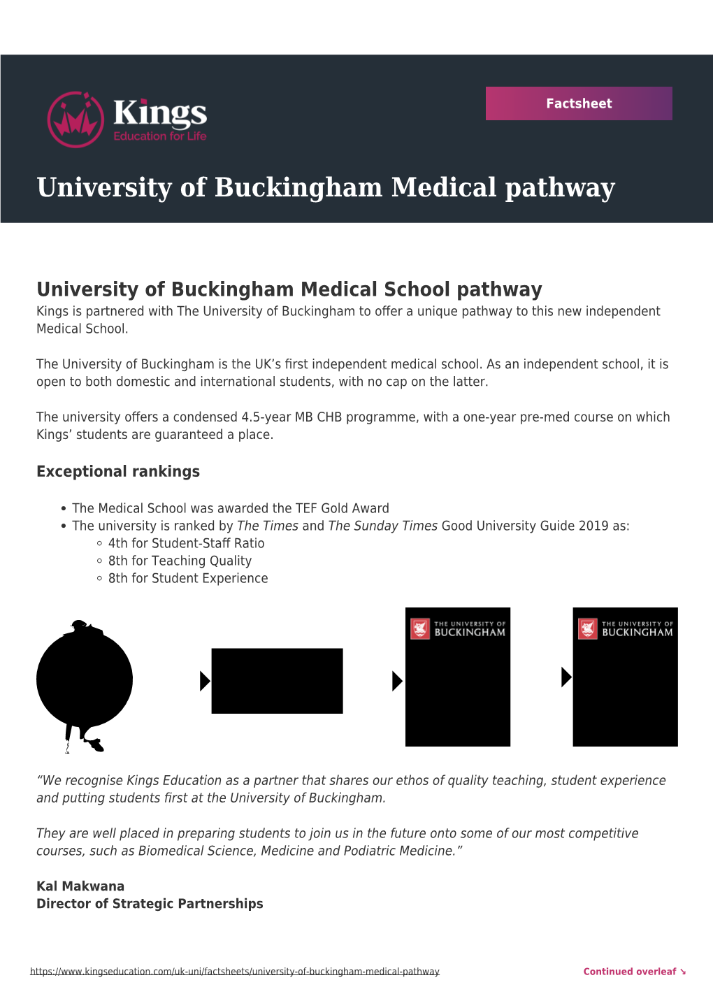 University of Buckingham Medical Pathway