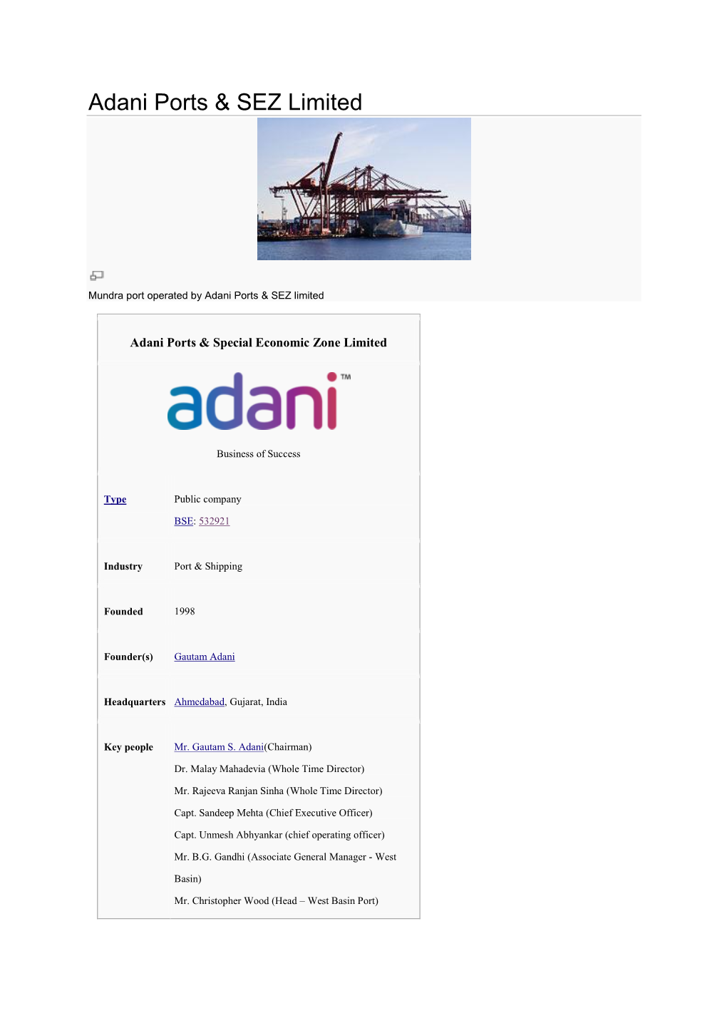 Adani Ports & SEZ Limited